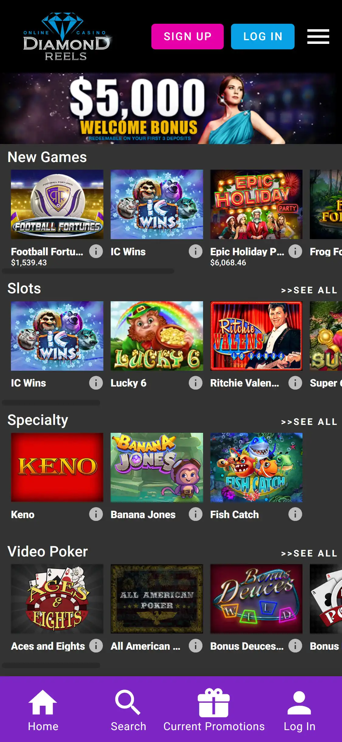 Diamond Reels Casino Mobile Review