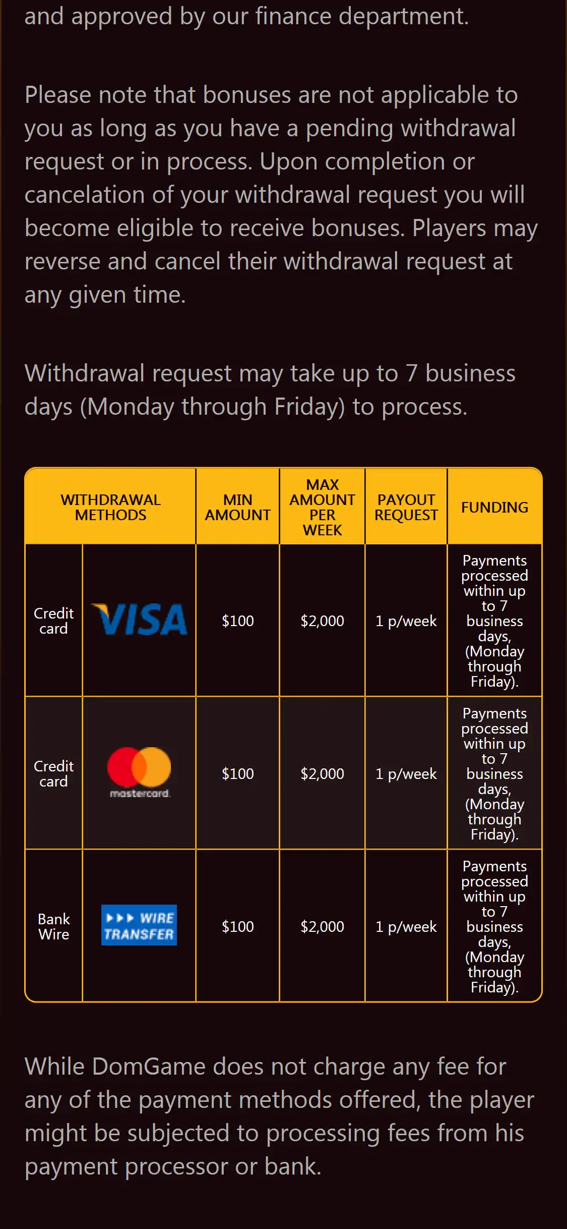 DomGame Casino Mobile Payment Methods Review