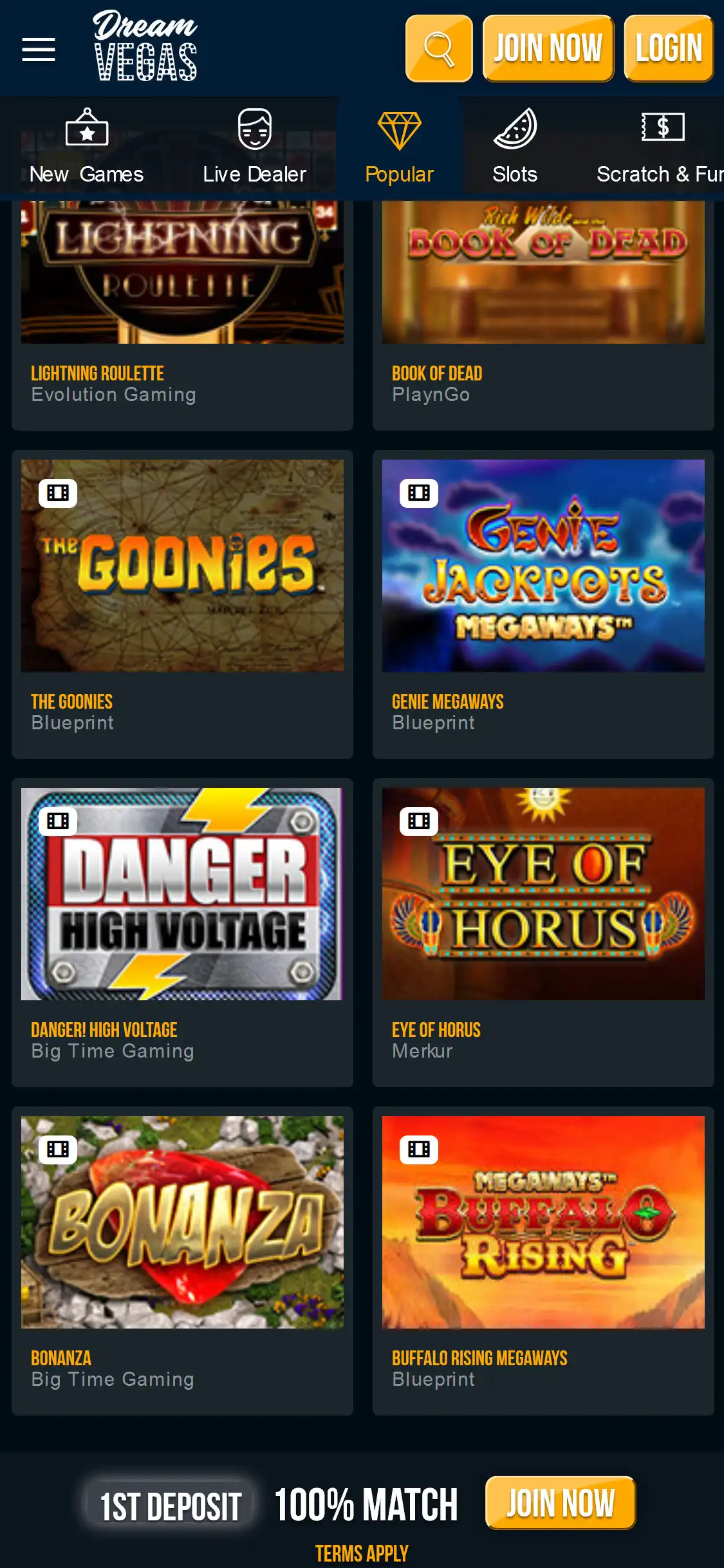 Dream Vegas Casino Mobile Games Review