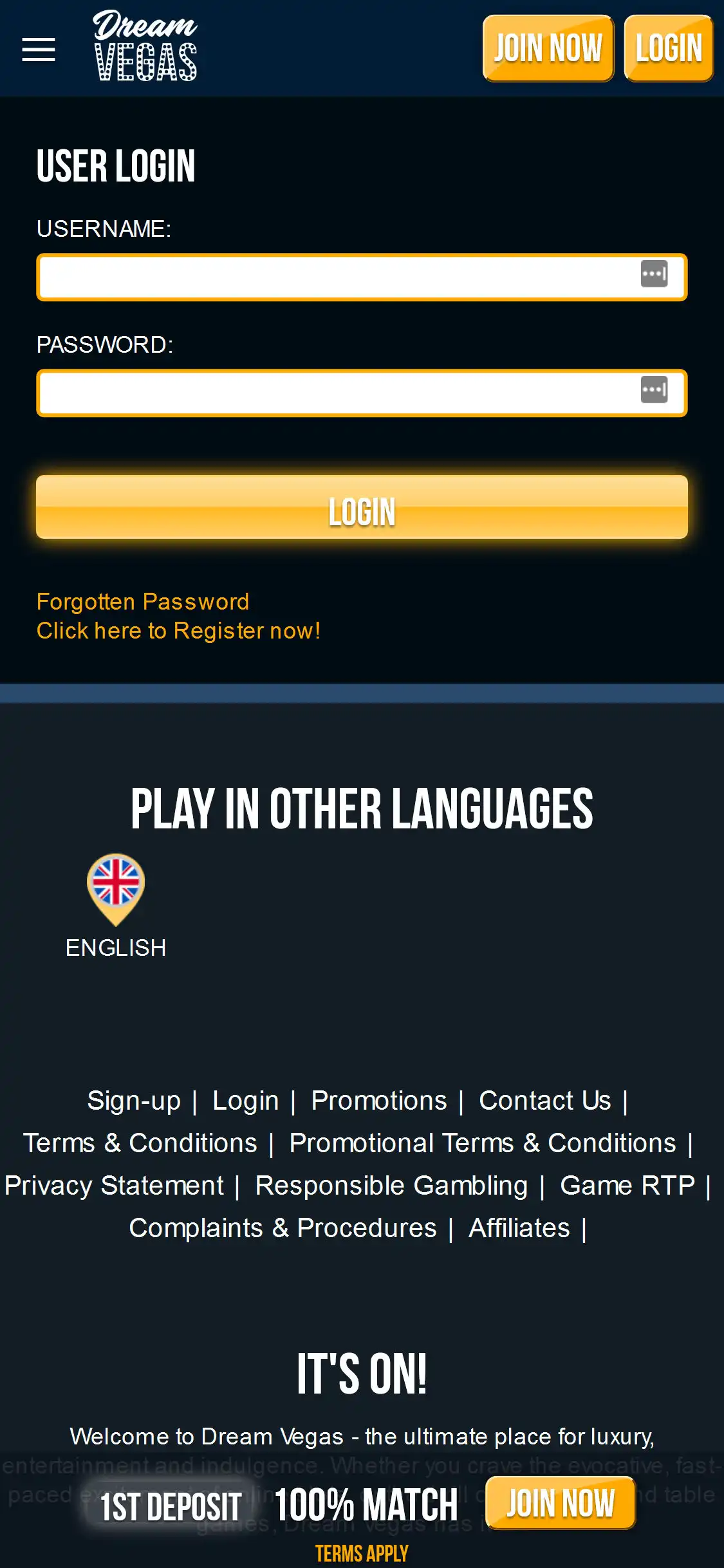 Dream Vegas Casino Mobile Login Review