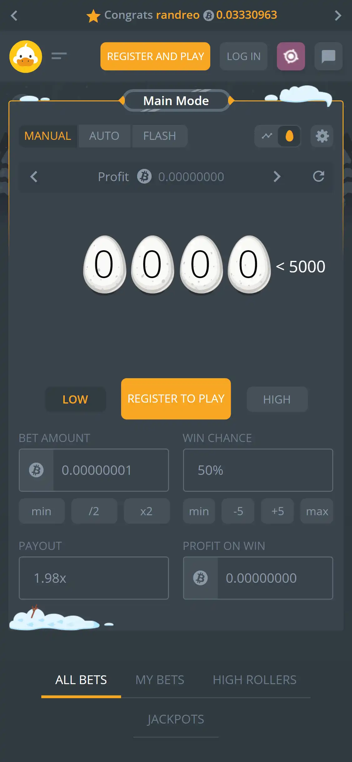 Duck Dice Casino Mobile Review
