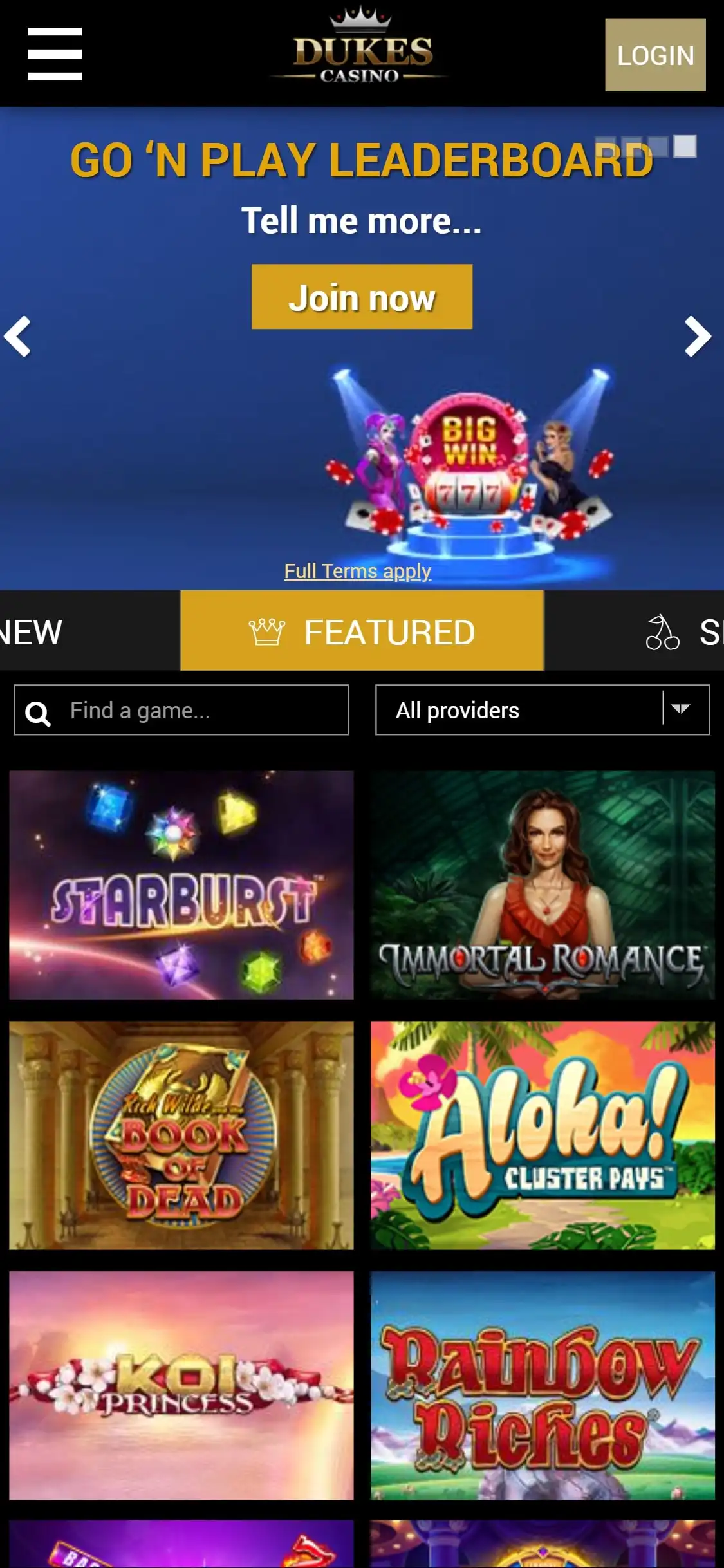 Dukes Casino Mobile Review