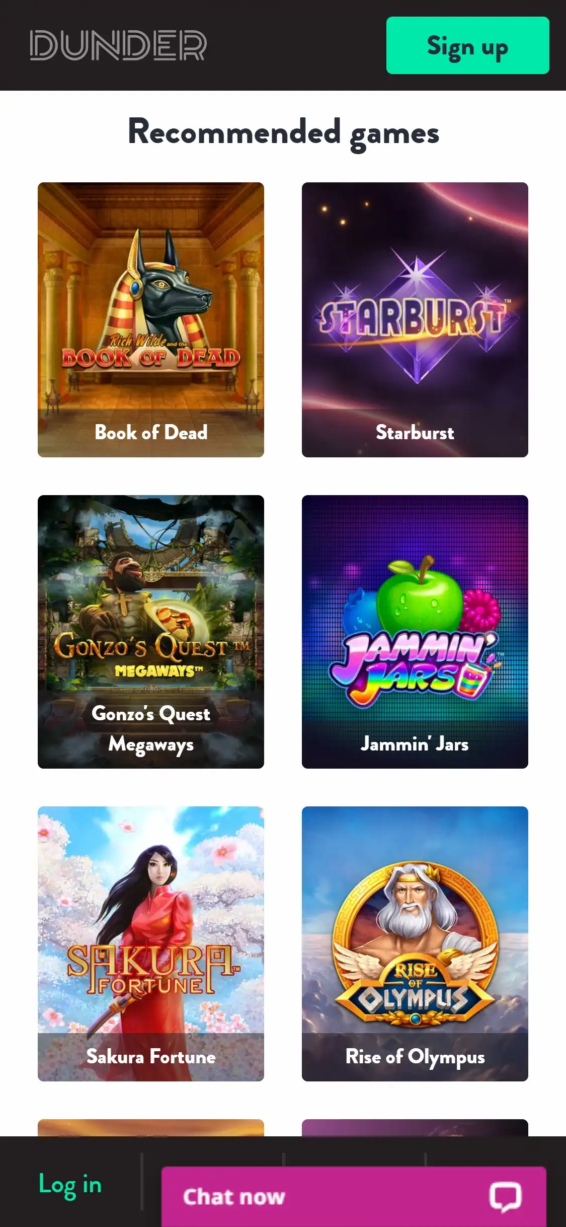 Dunder Casino Mobile Games Review