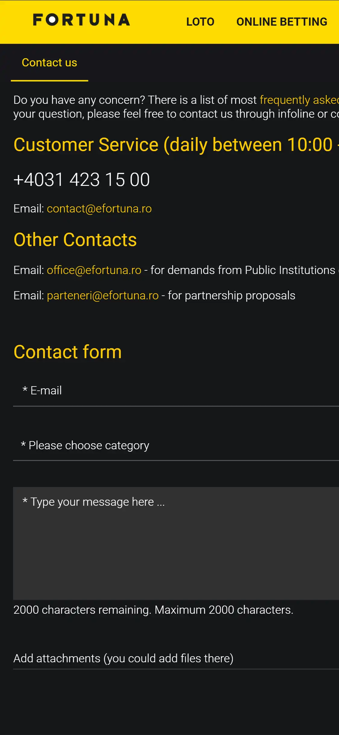 eFortuna Casino Mobile Support Review