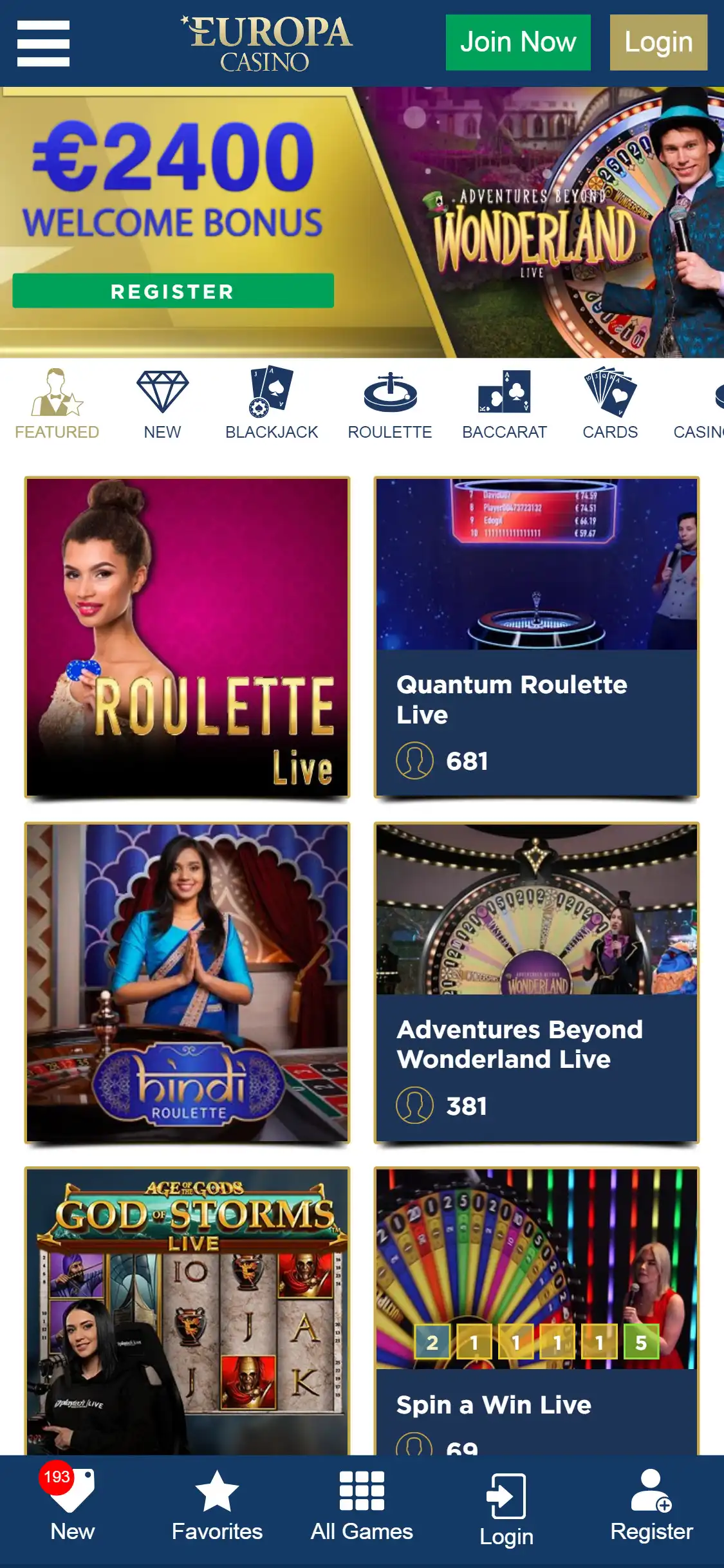 Europa Casino Mobile Live Dealer Games Review