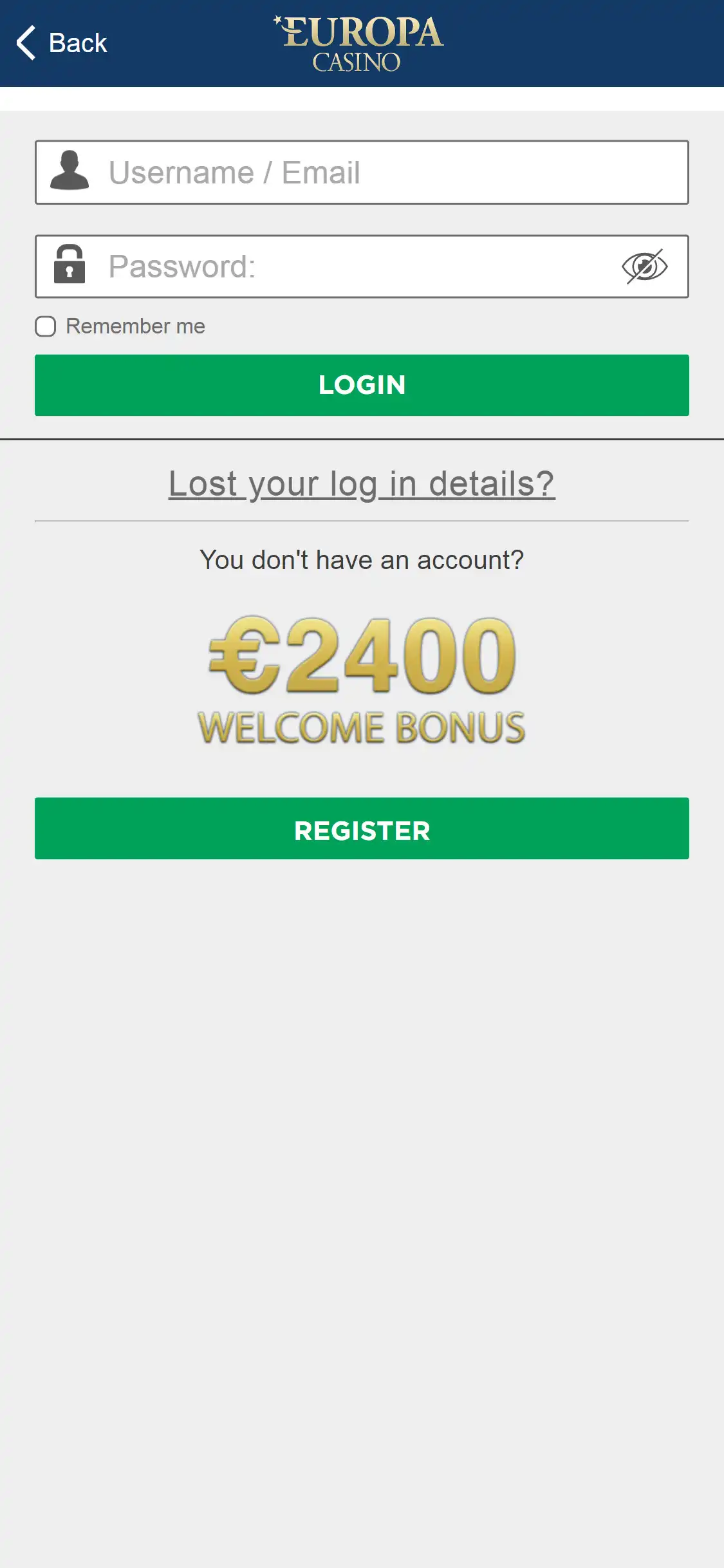 Europa Casino Mobile Login Review