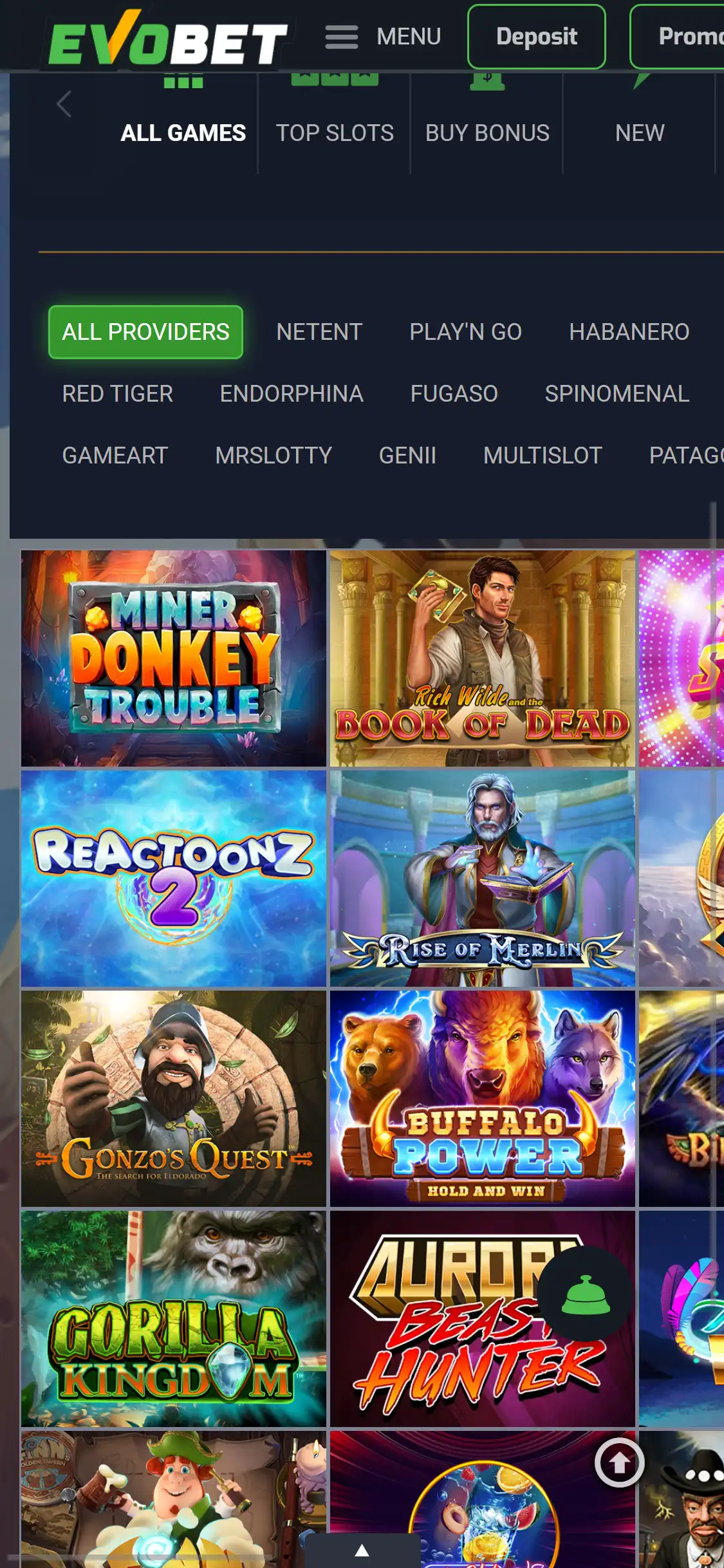 Evobet Casino Mobile Games Review