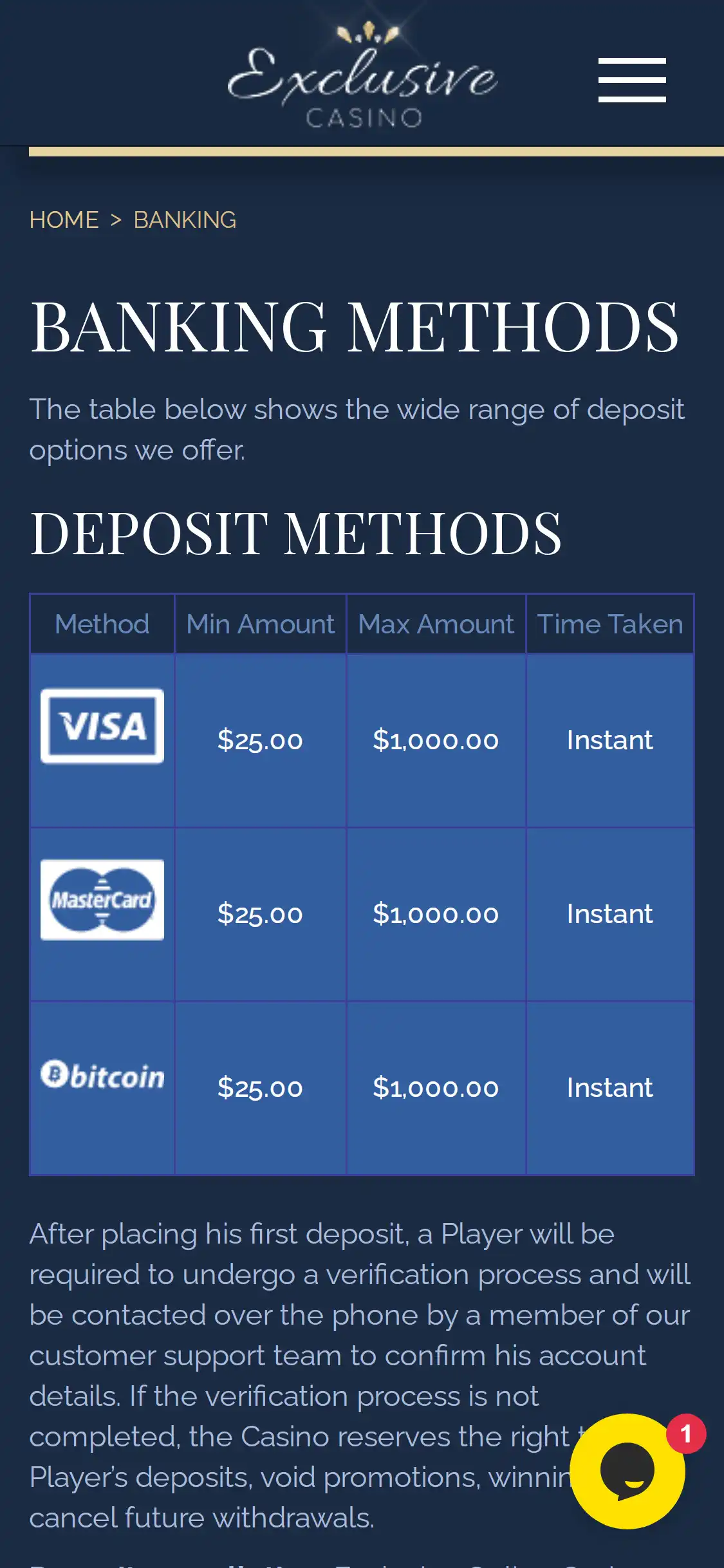 Exclusive Casino Mobile Payment Methods Review