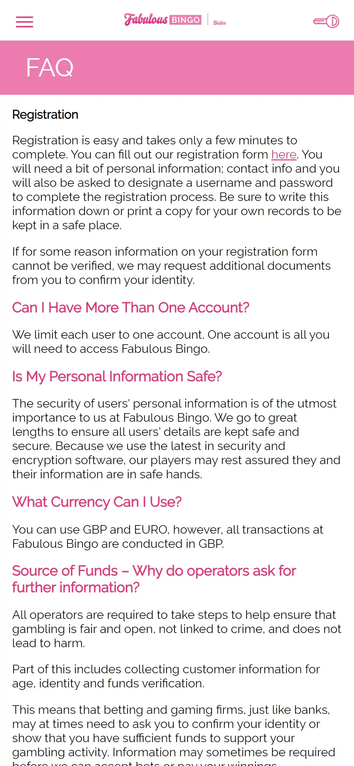 Fabulous Bingo Casino Mobile Support Review