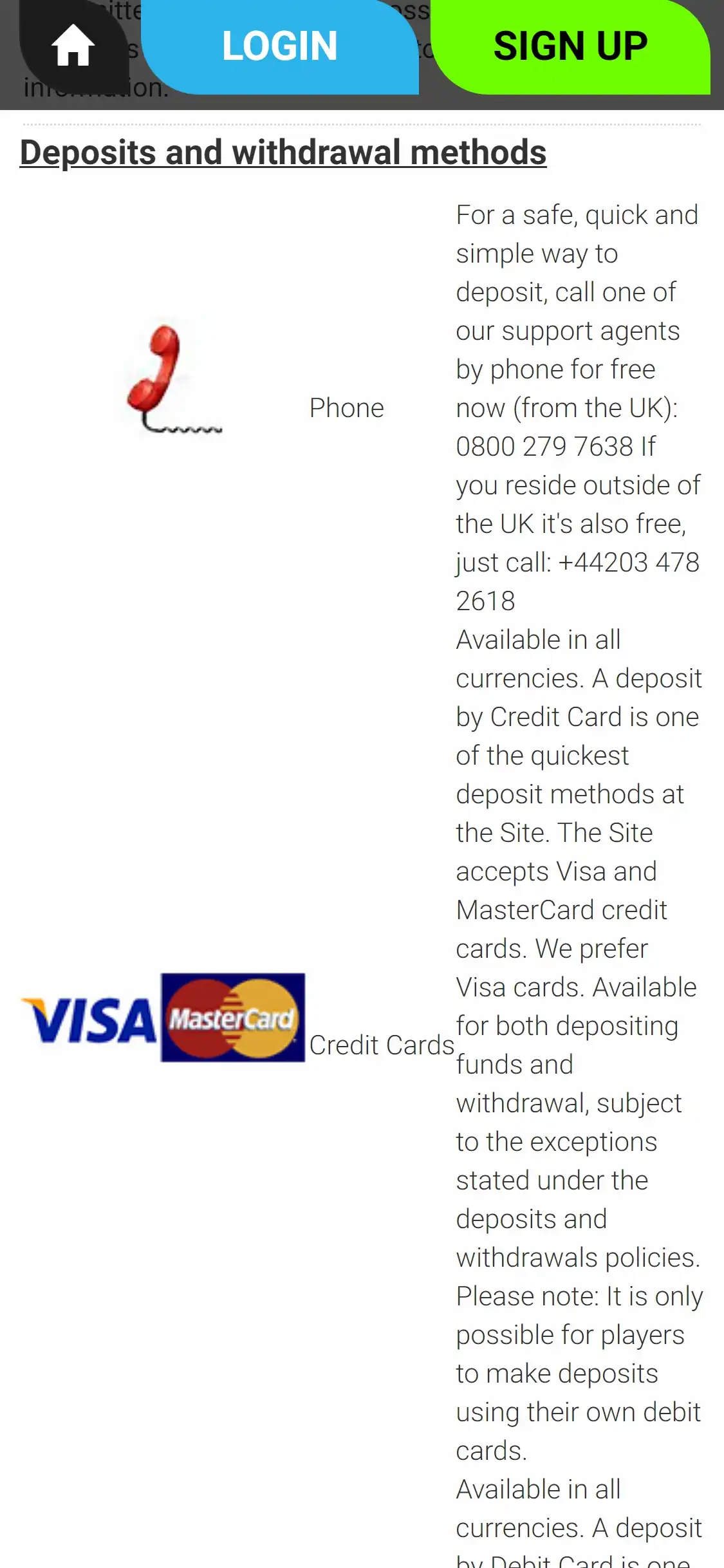 Fantastic Spins Casino Mobile Payment Methods Review