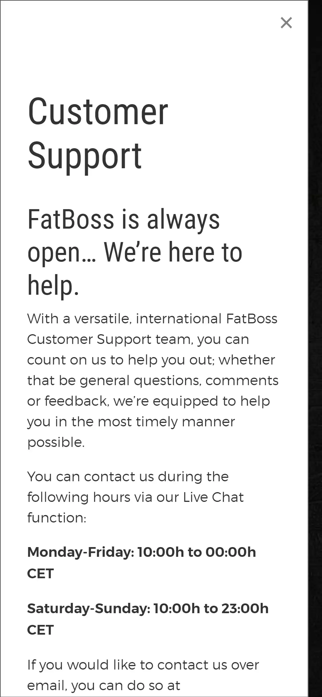 FatBoss Casino Mobile Support Review