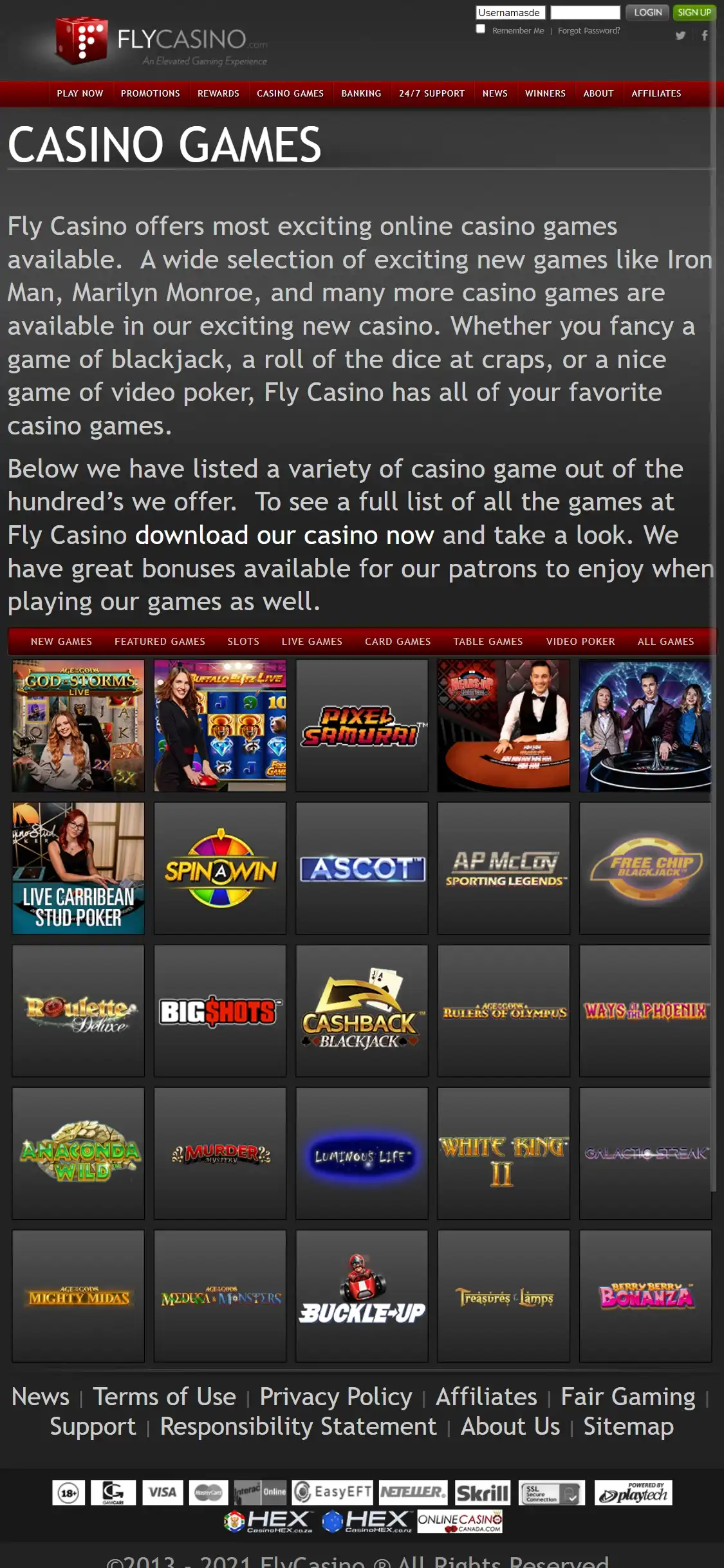 Fly Casino Mobile Games Review