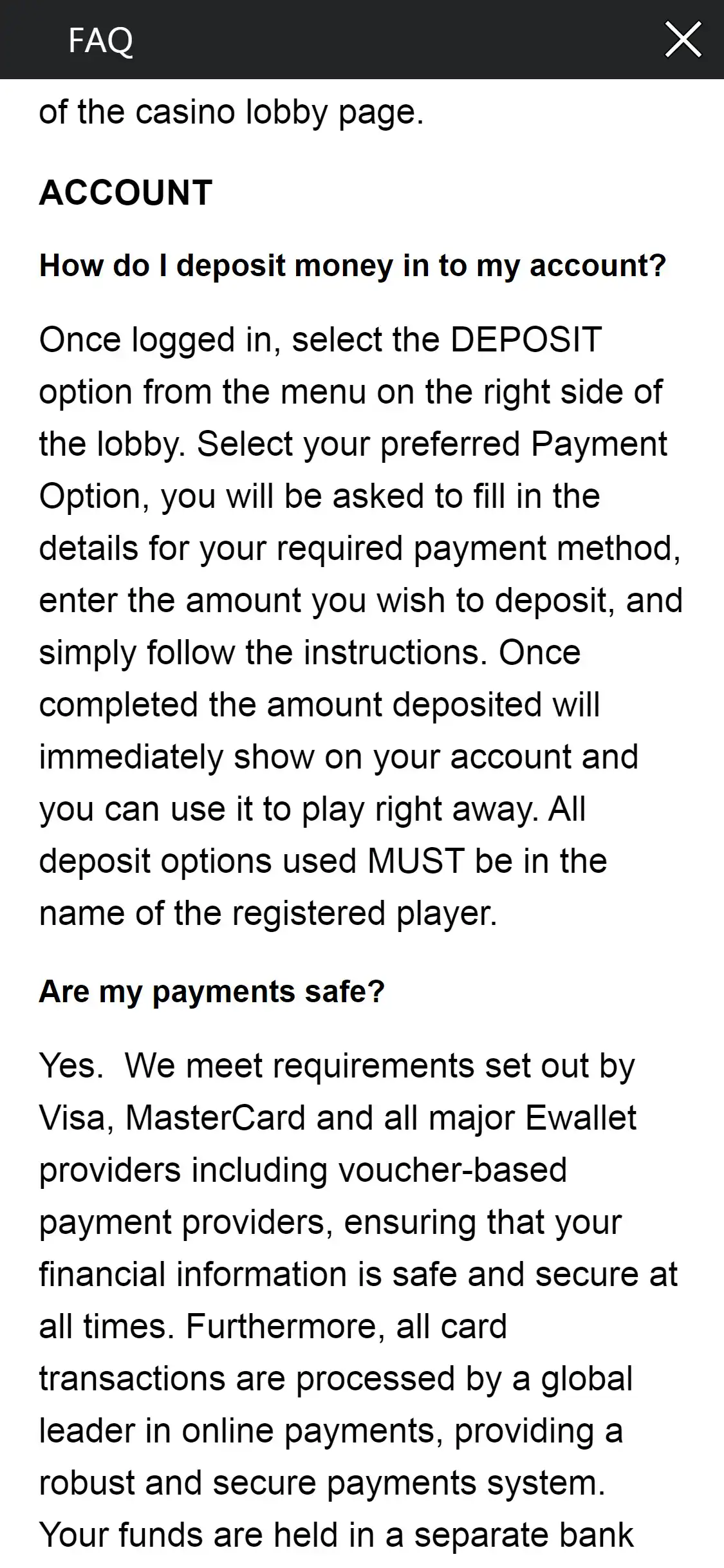Fortune Mobile Casino Mobile Payment Methods Review