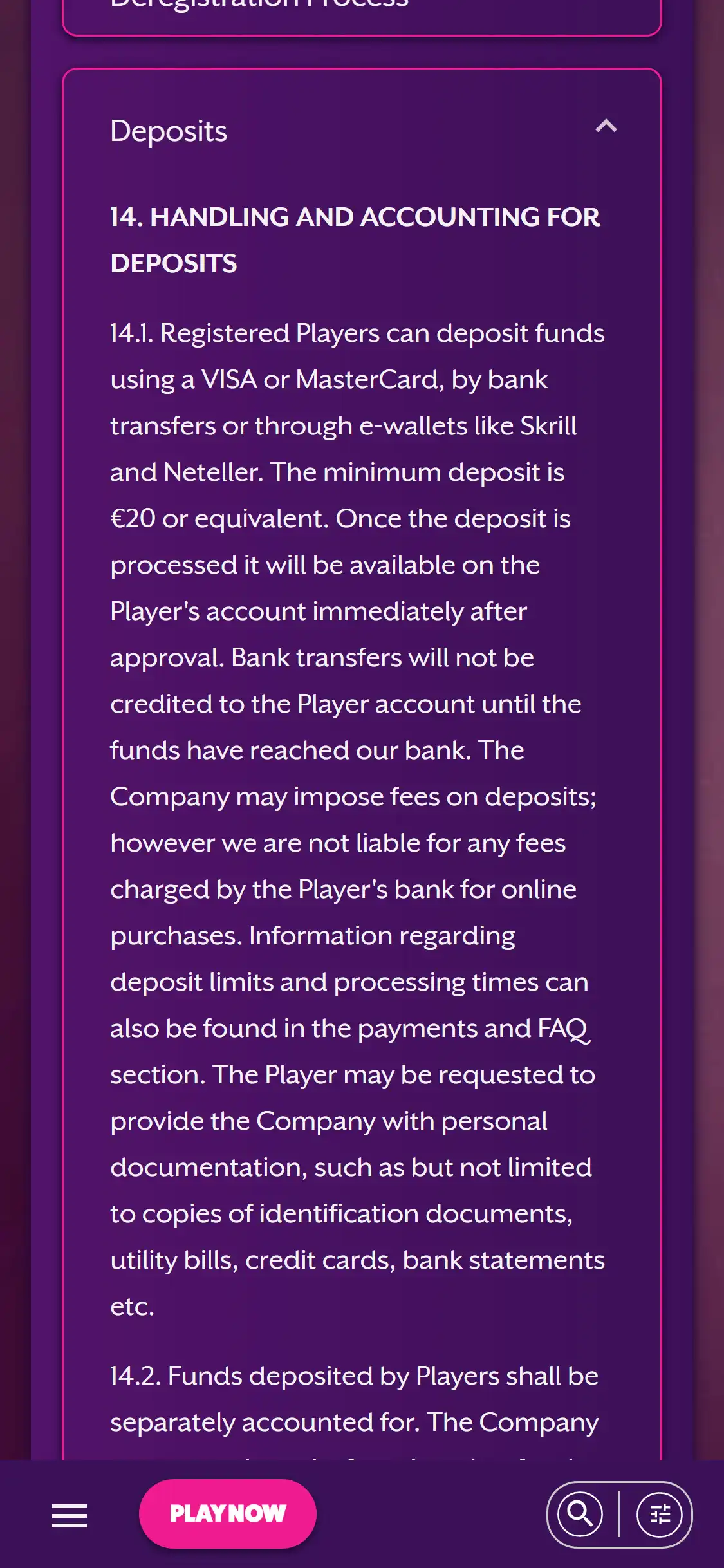 Frank & Fred Casino Mobile Payment Methods Review
