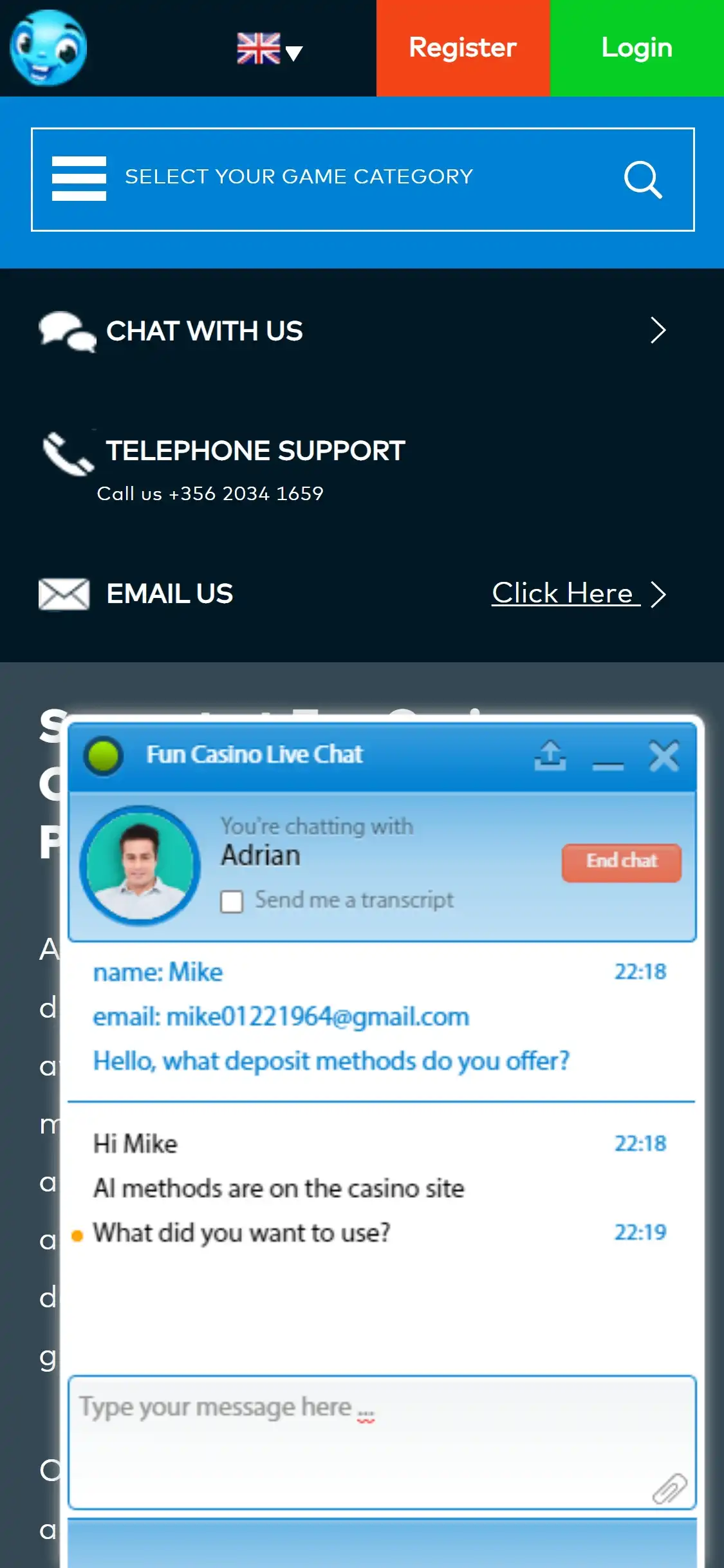 Fun Casino Mobile Support Review