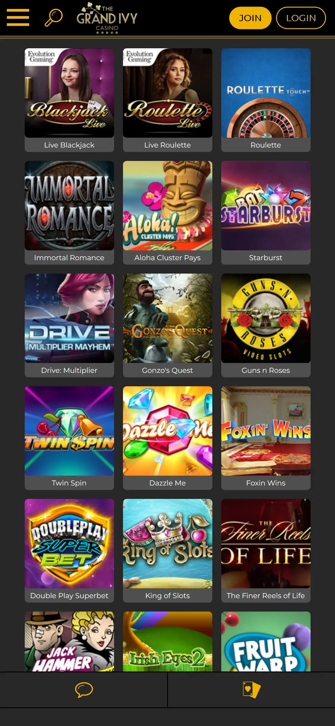 Grand Ivy Casino Mobile Games Review