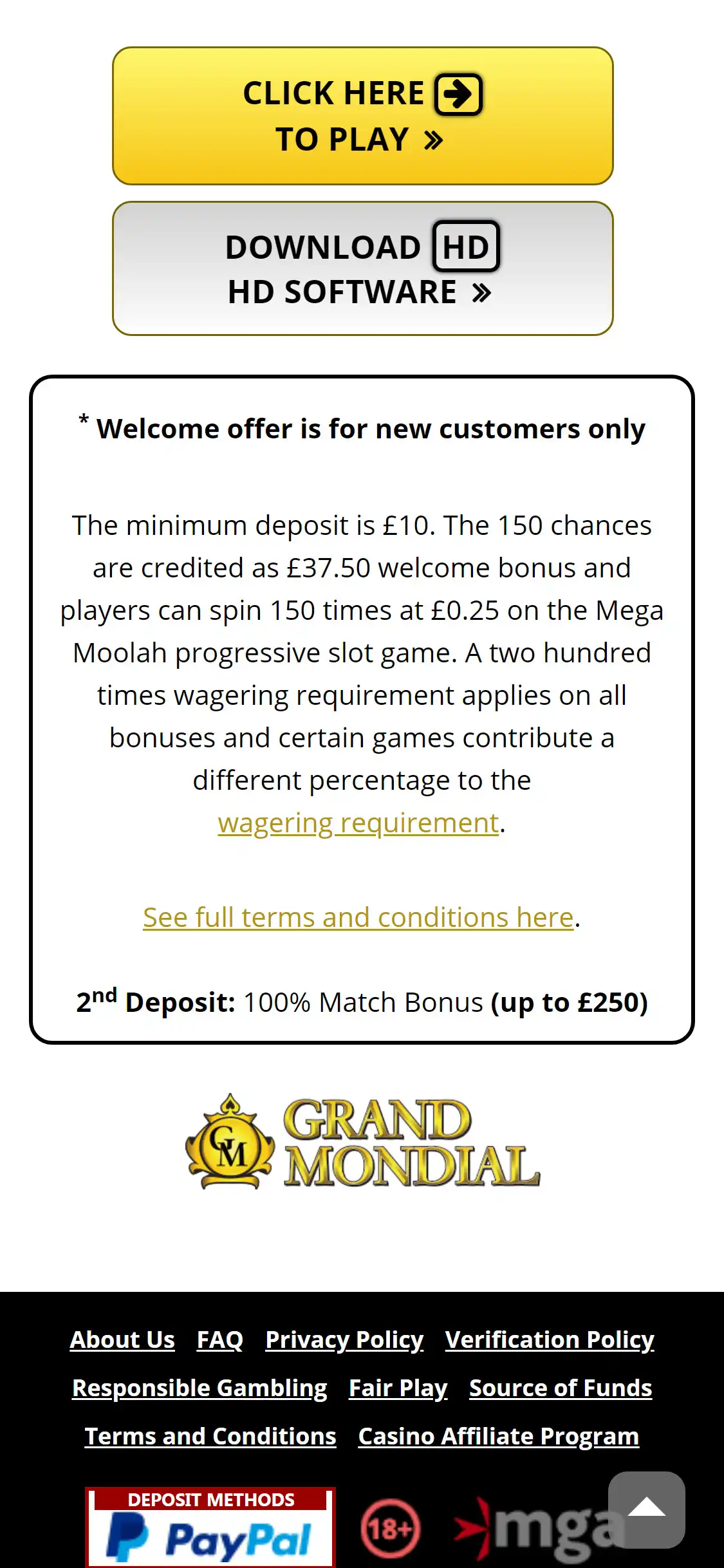 Grand Mondial Casino Mobile No Deposit Bonus Review