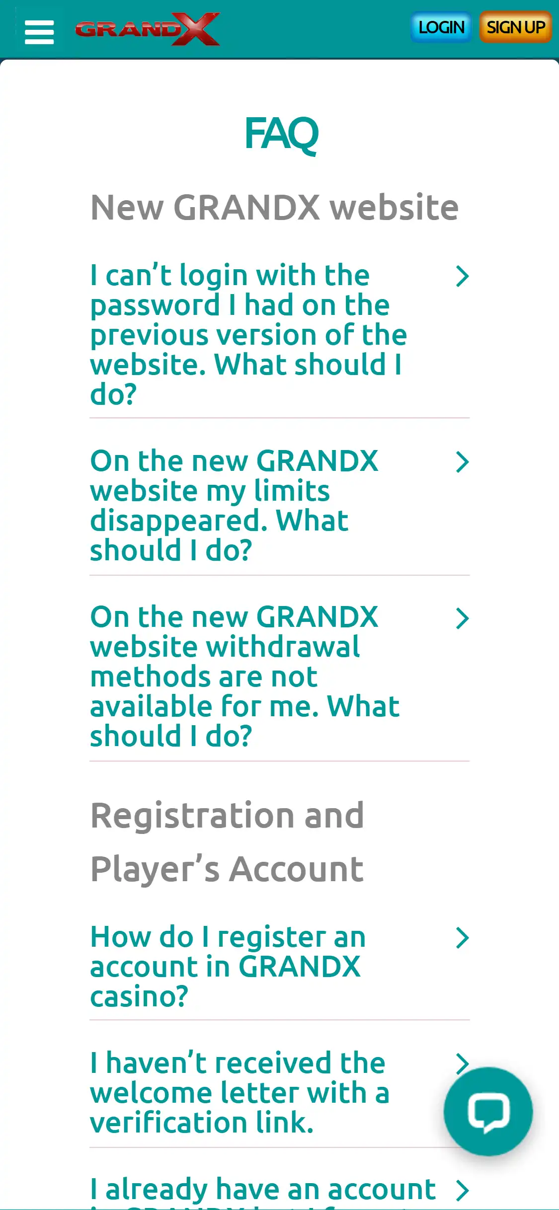 Grand X Casino Mobile Support Review