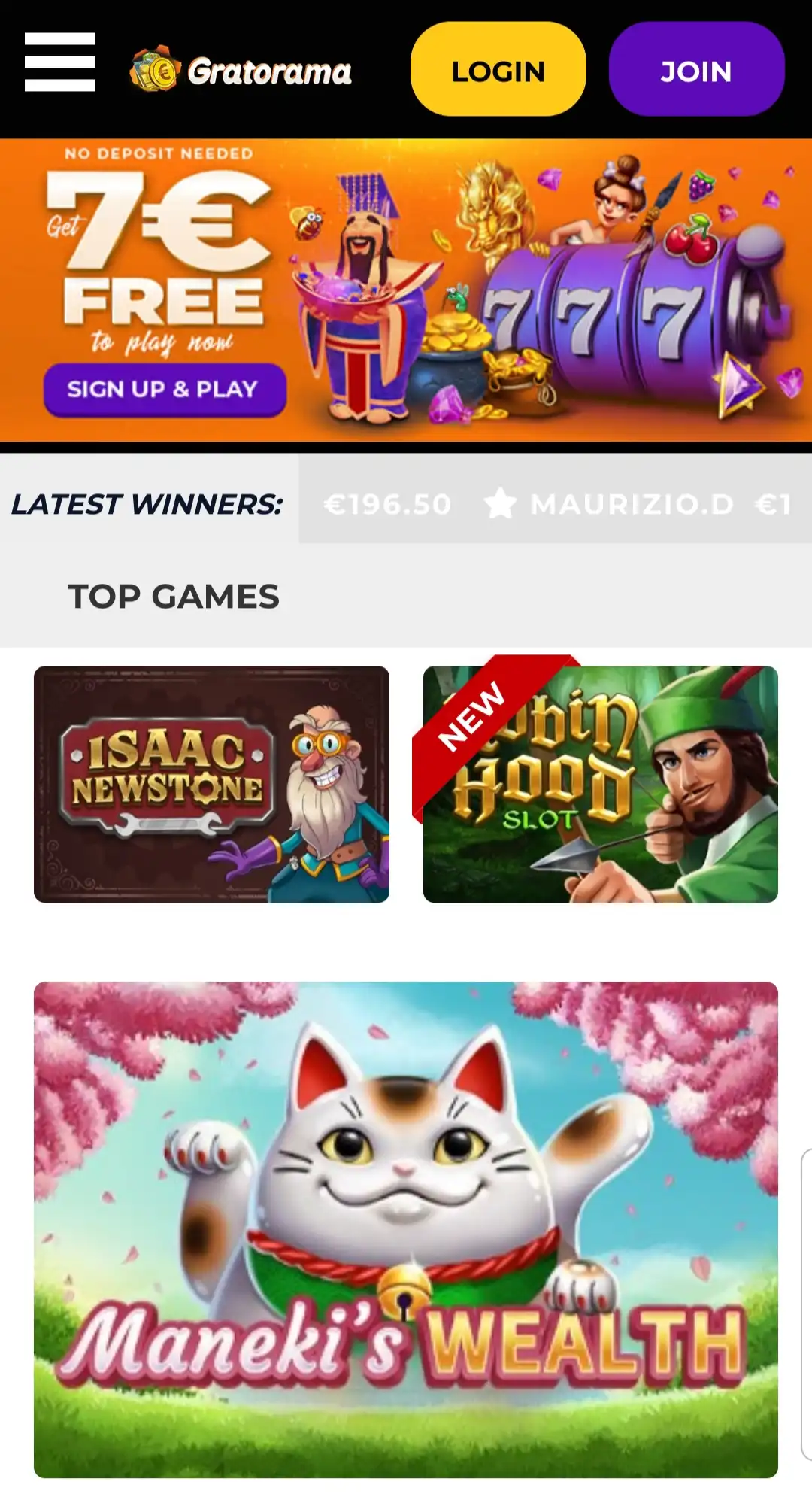 Gratorama Casino Mobile Review