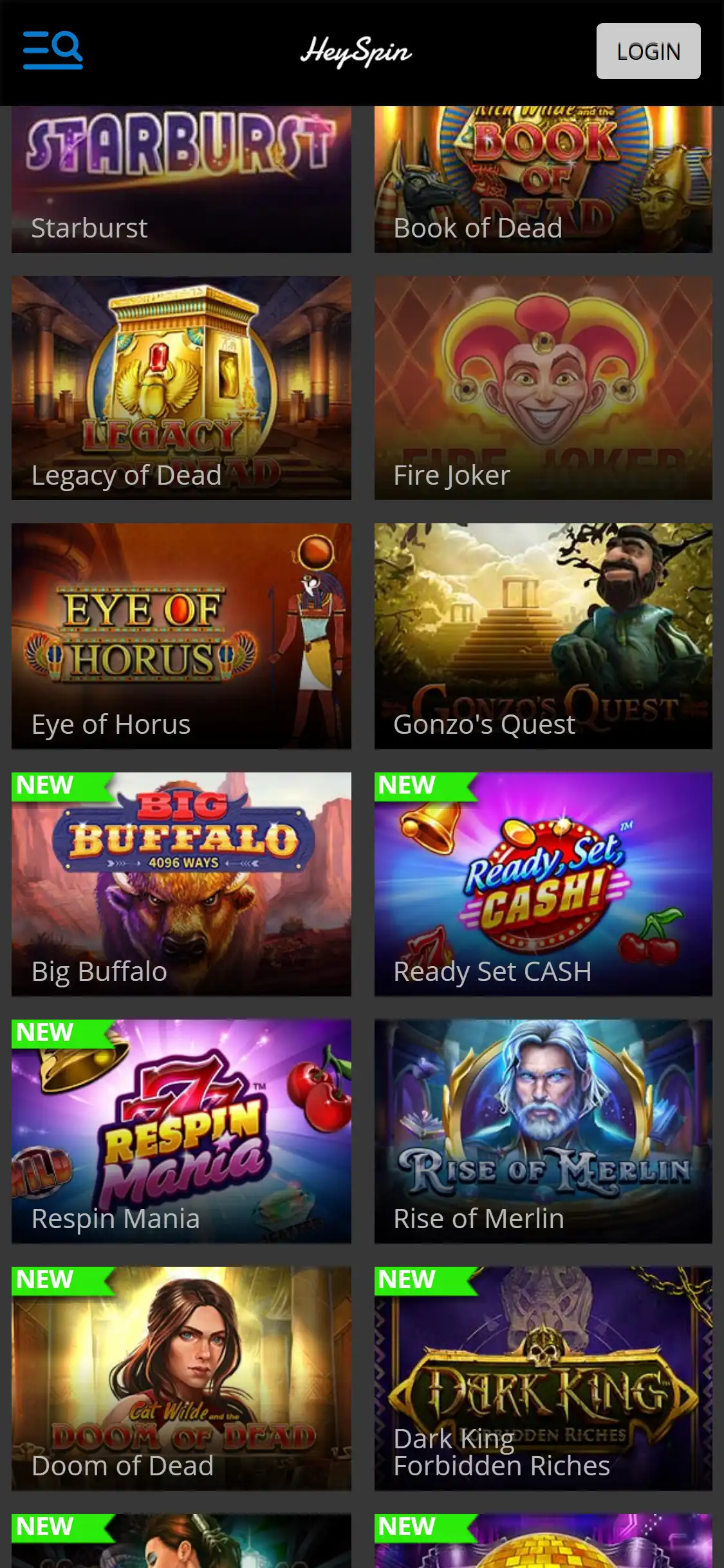 HeySpin Casino Mobile Games Review