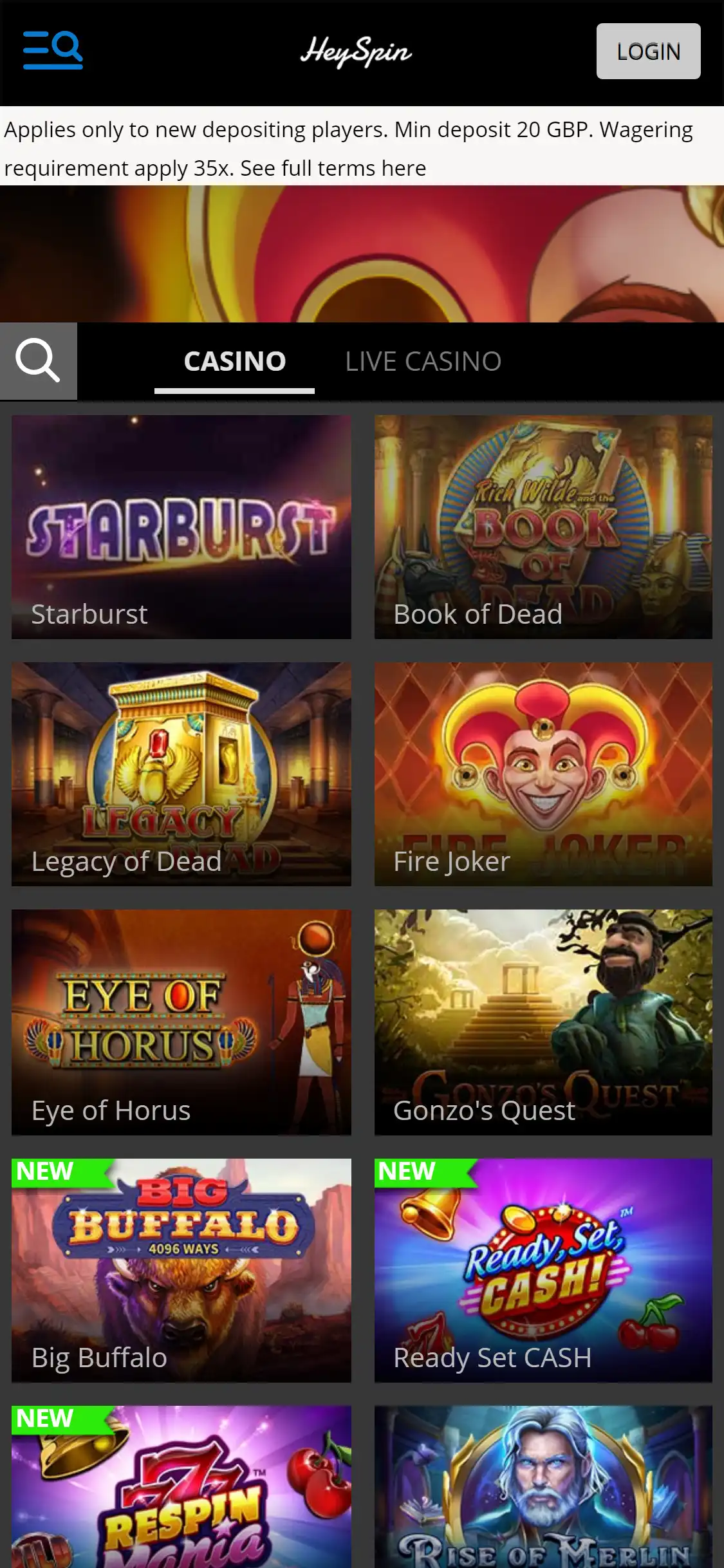 HeySpin Casino Mobile Review