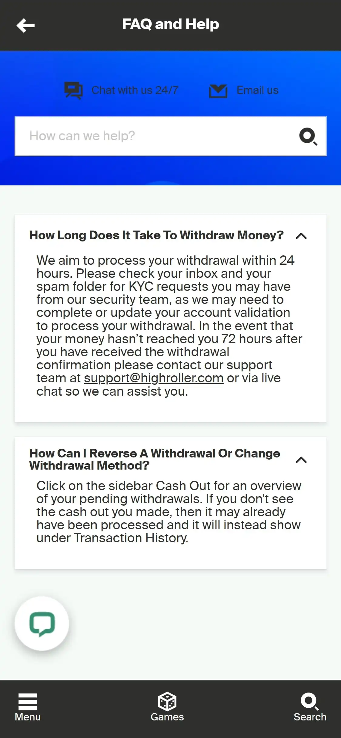 HighRoller Casino Mobile Payment Methods Review
