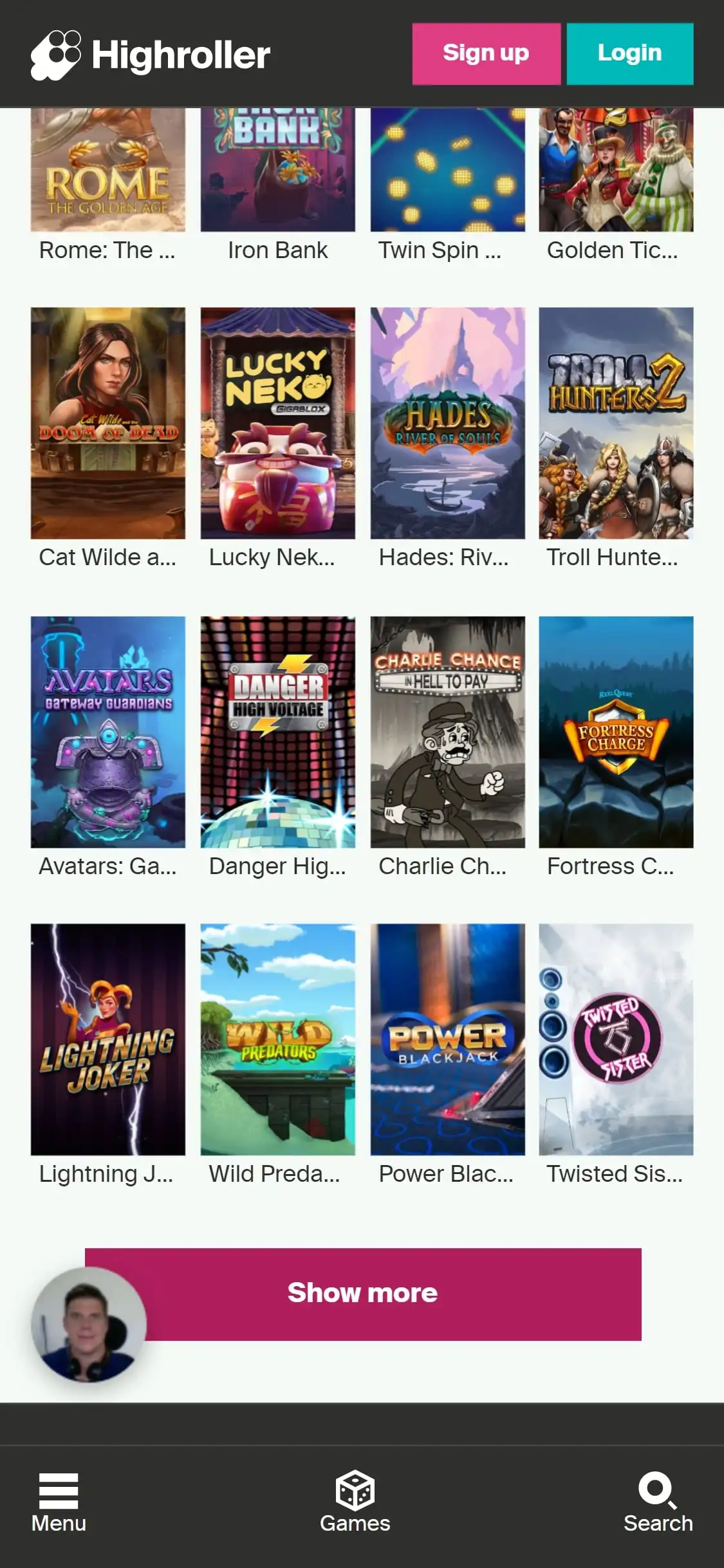 HighRoller Casino Mobile Games Review