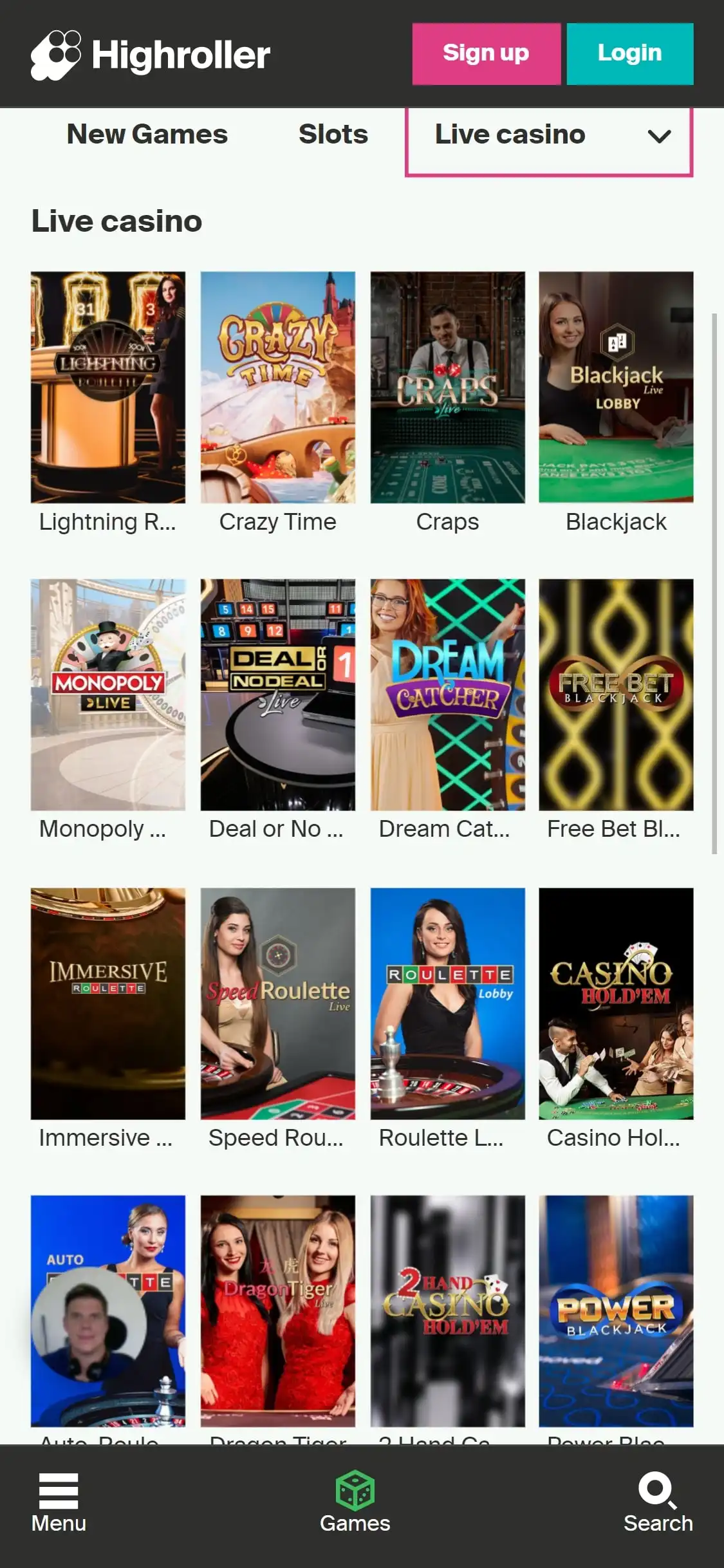 HighRoller Casino Mobile Live Dealer Games Review