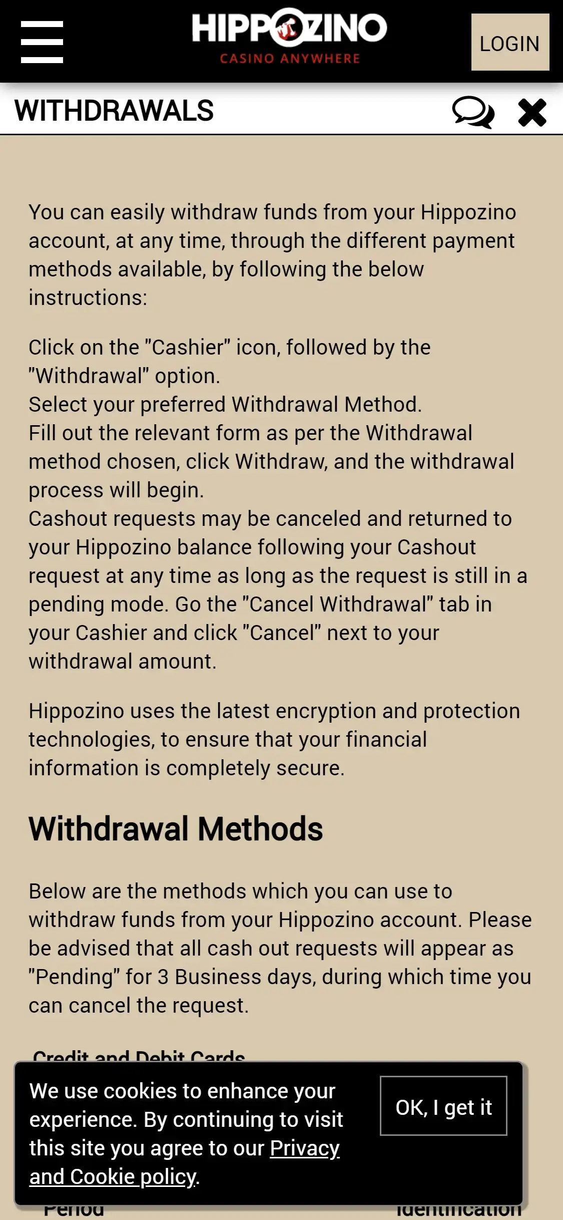 Hippozino Casino Mobile Payment Methods Review