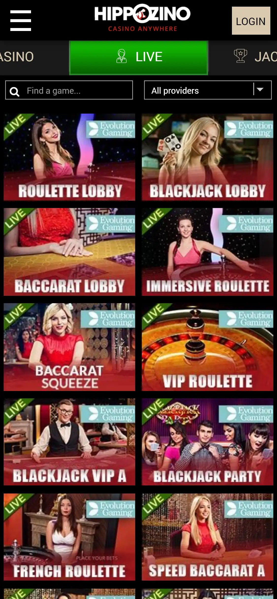 Hippozino Casino Mobile Live Dealer Games Review