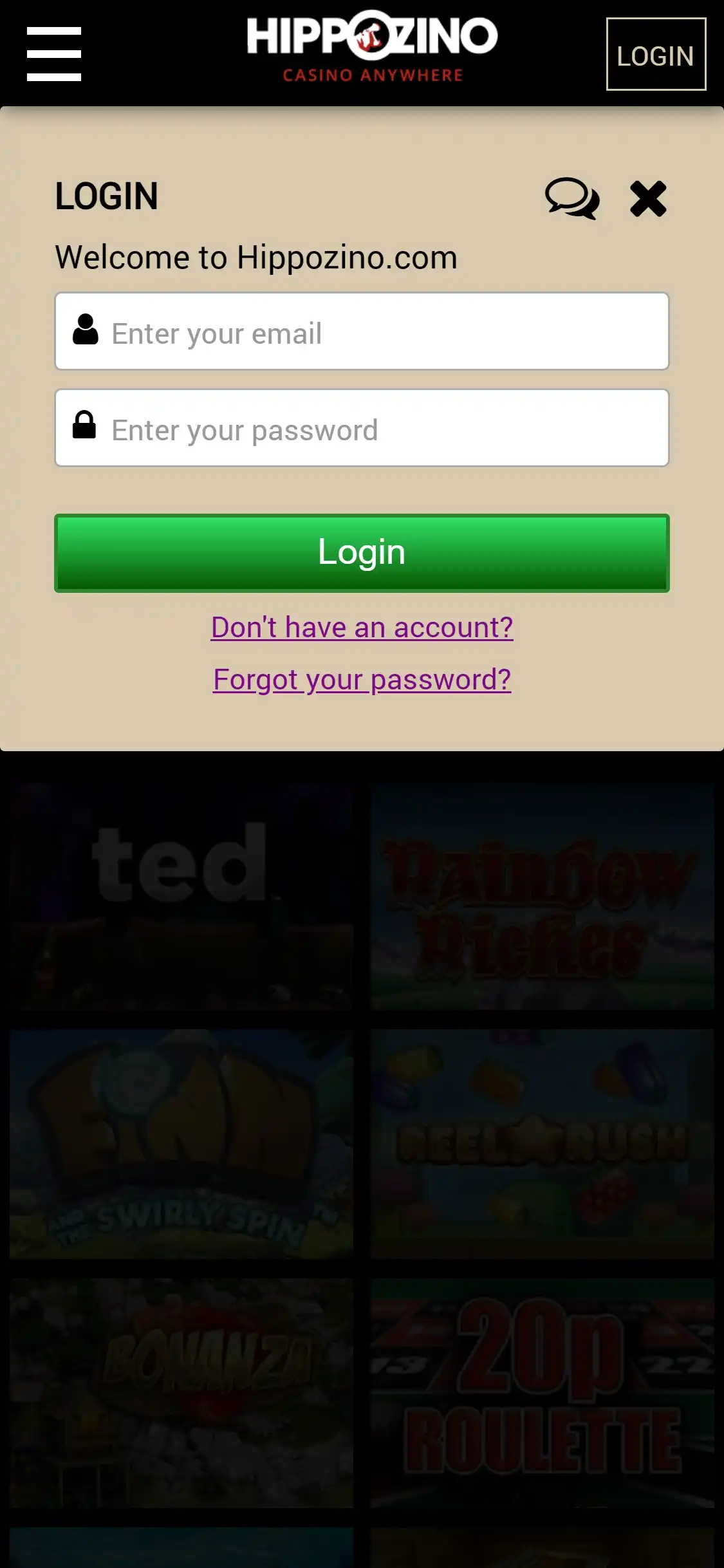 Hippozino Casino Mobile Login Review