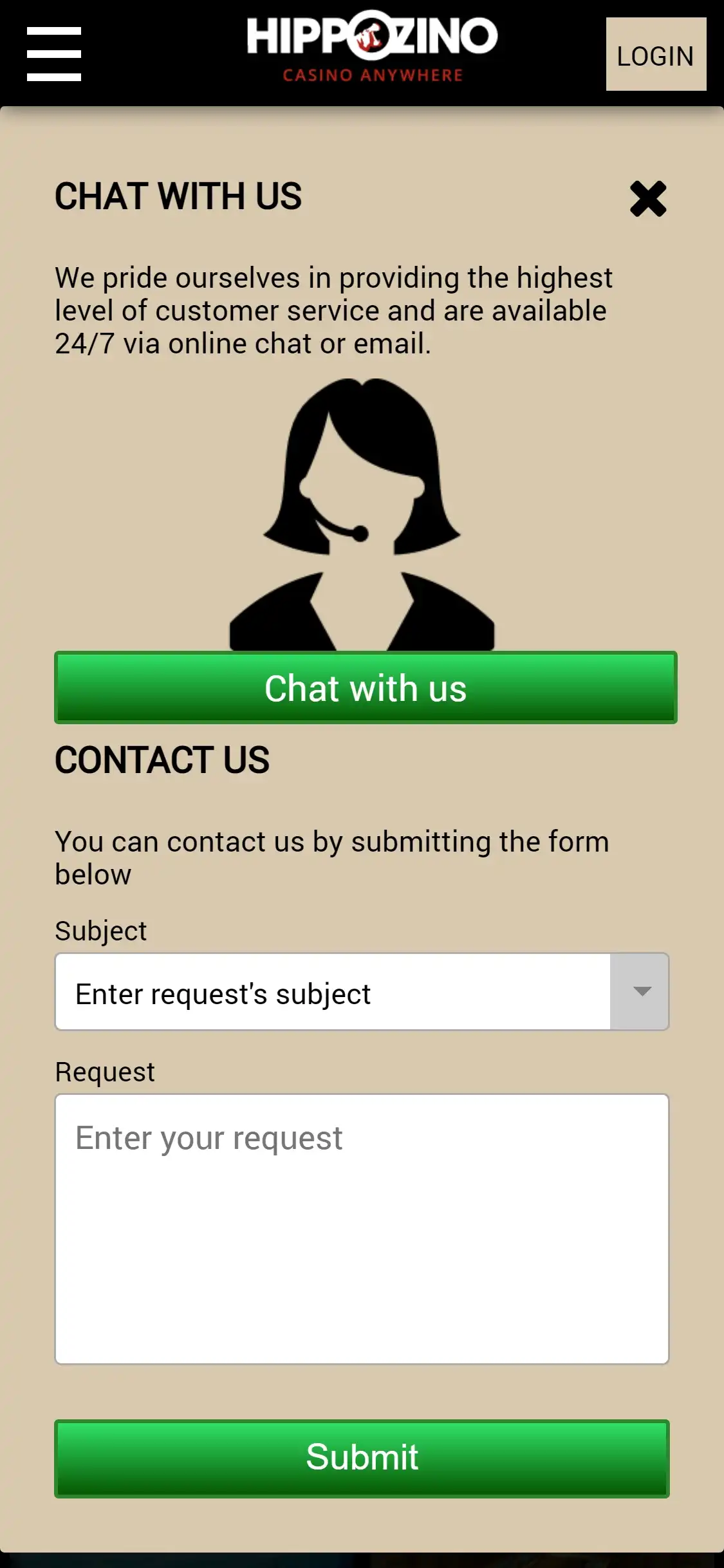 Hippozino Casino Mobile Support Review
