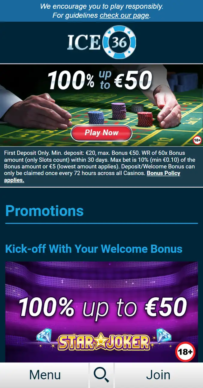 ICE36 Mobile No Deposit Bonus Review
