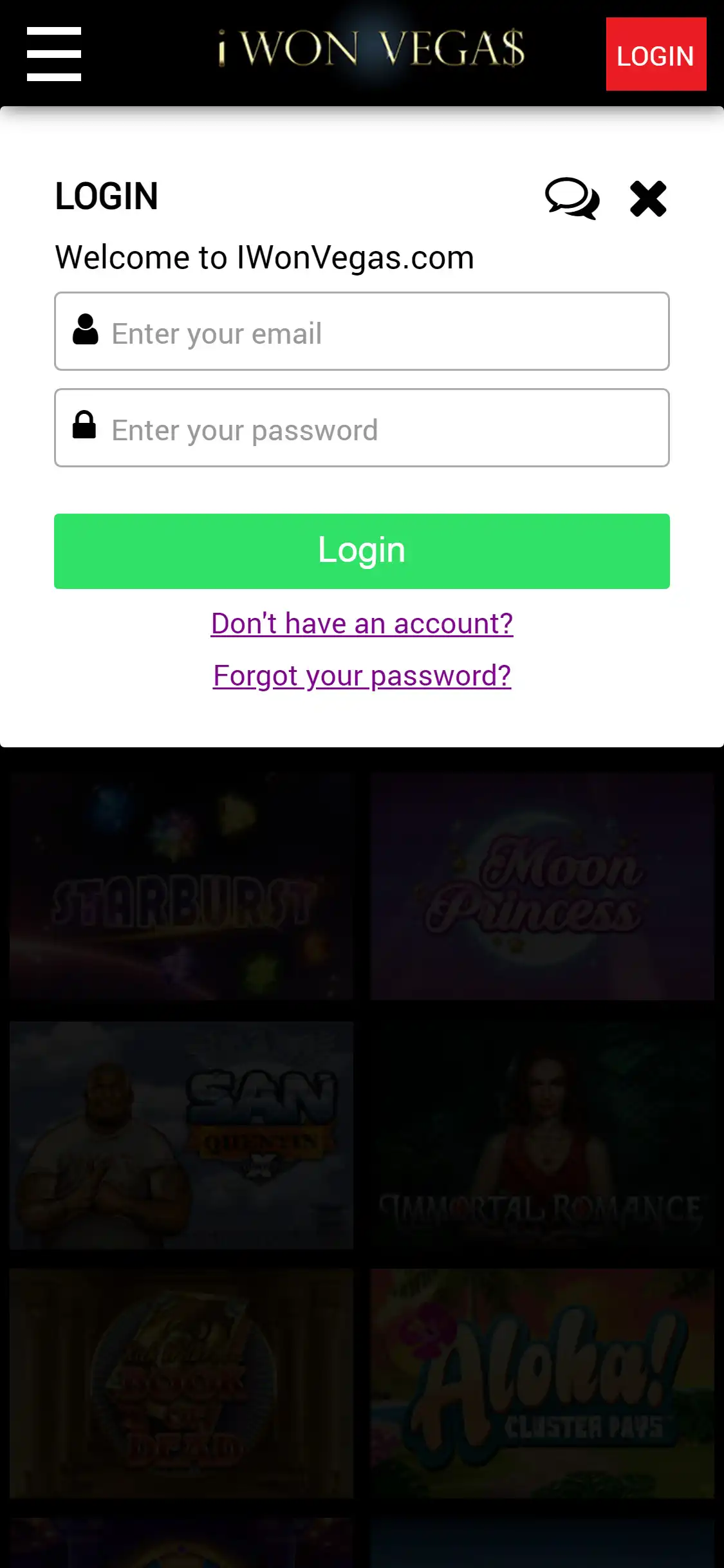 iWonVegas Casino Mobile Login Review