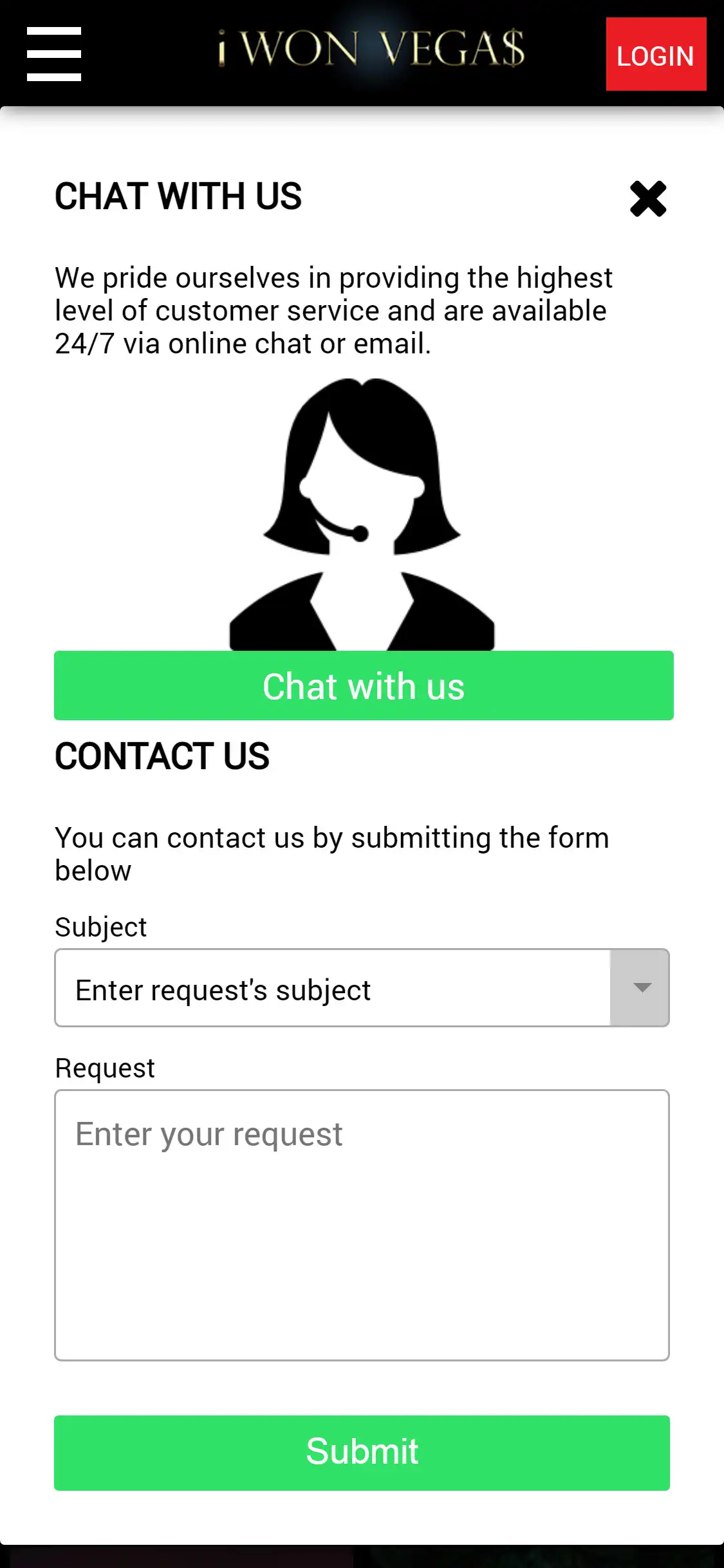 iWonVegas Casino Mobile Support Review