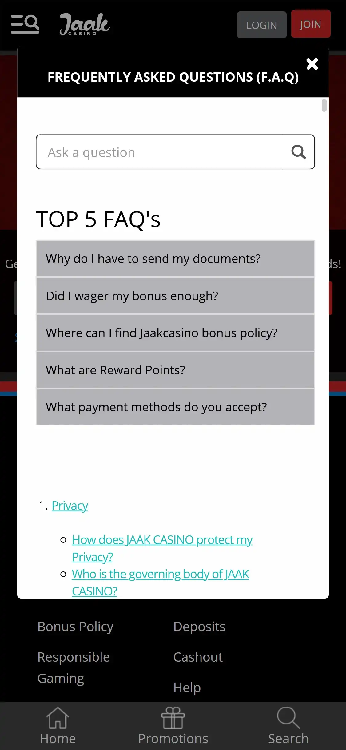 Jaak Casino Mobile Support Review