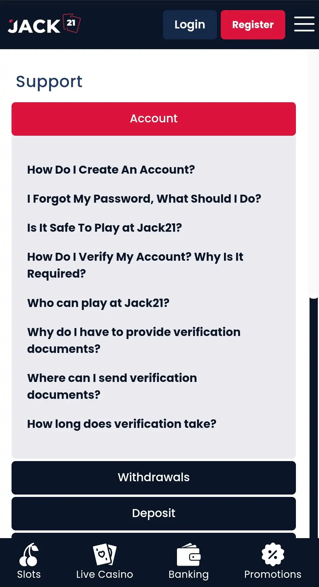 Jack 21 Mobile Support Review