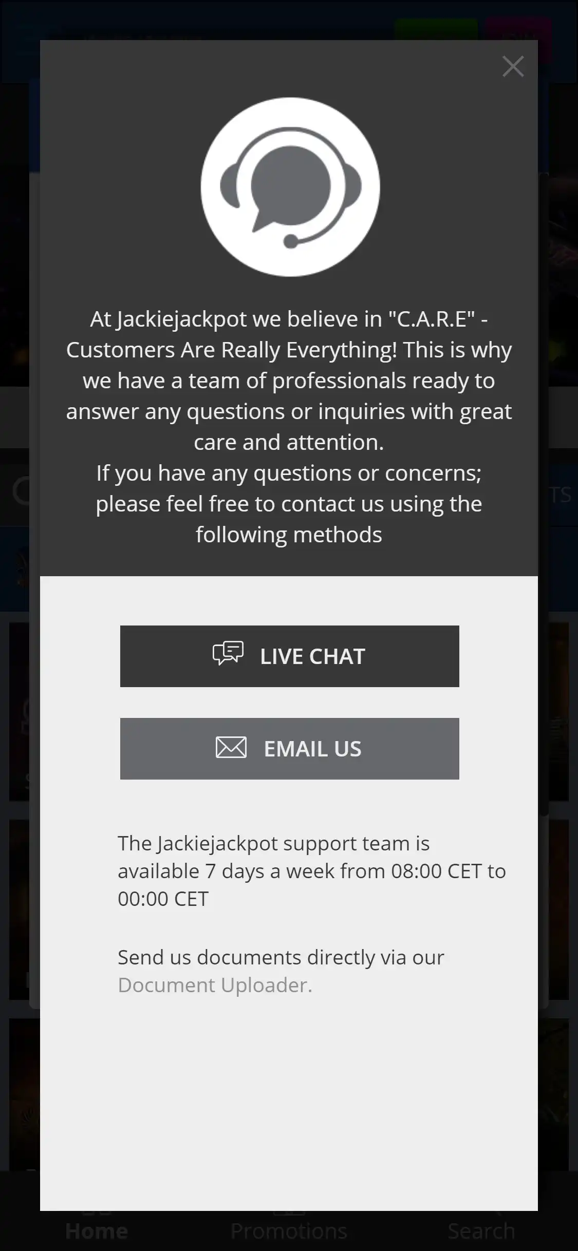 Jackie Jackpot Casino Mobile Support Review