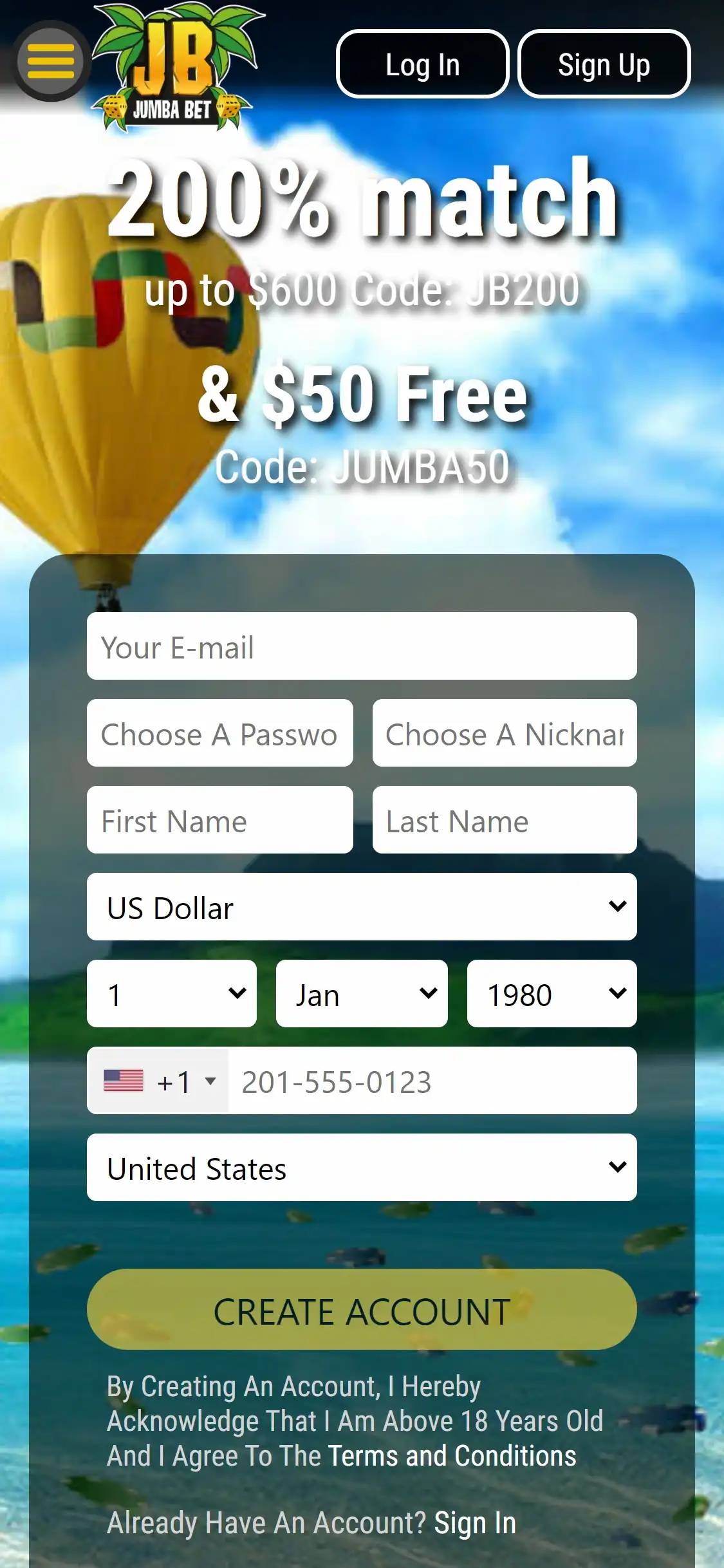 Jumba Bet Casino Mobile Review