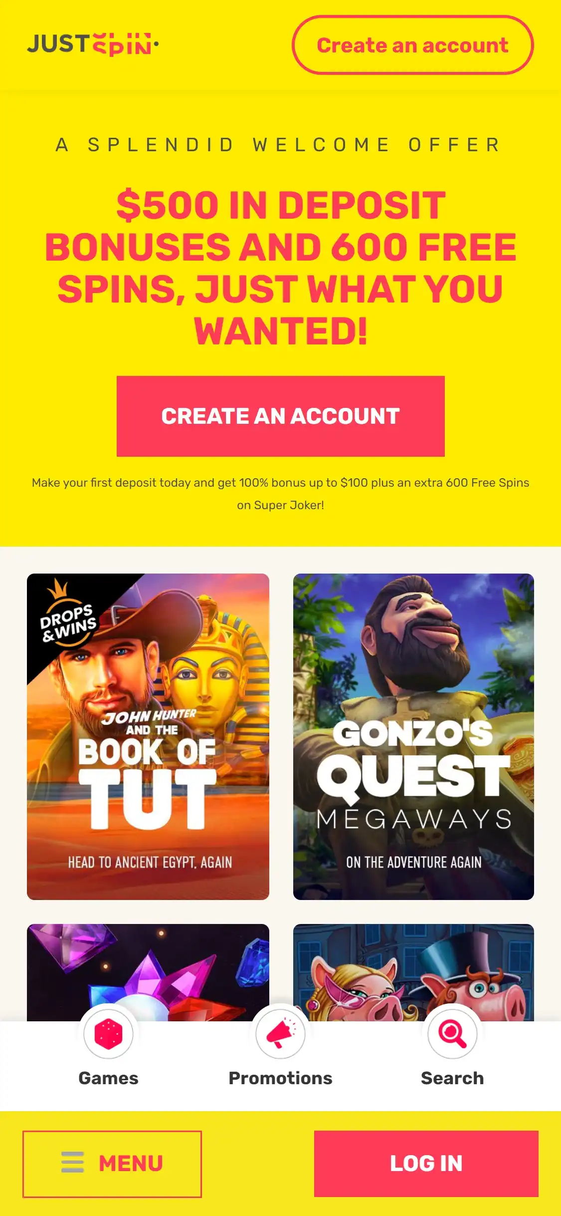 JustSpin Casino Mobile Review
