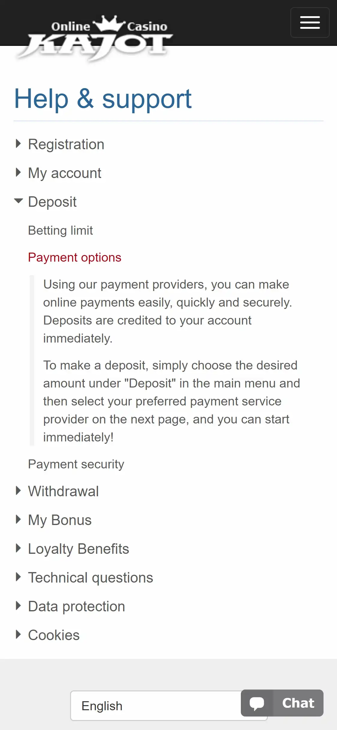 Kajot Casino Mobile Payment Methods Review