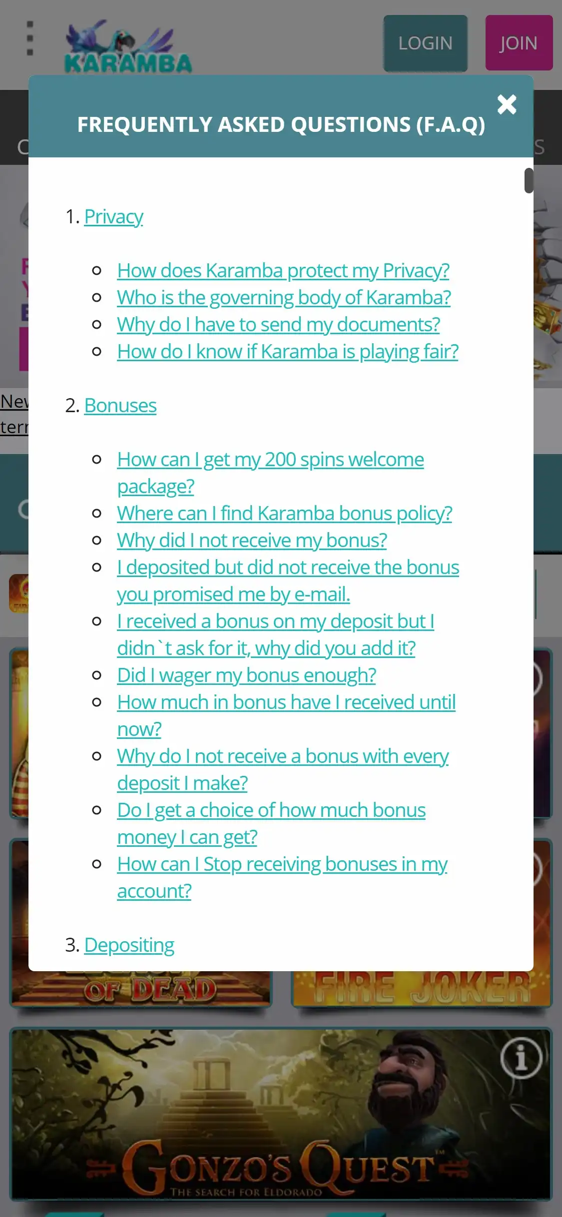 Karamba Casino Mobile Support Review