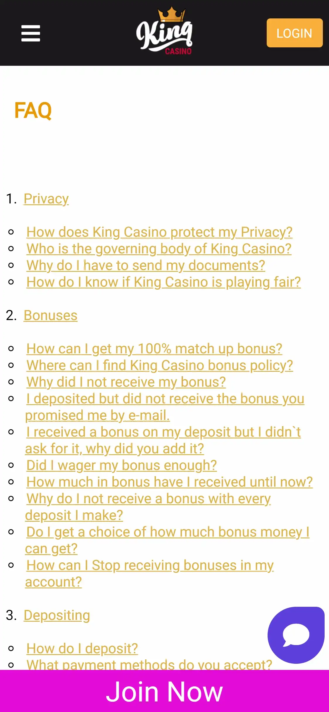King Casino Mobile Support Review