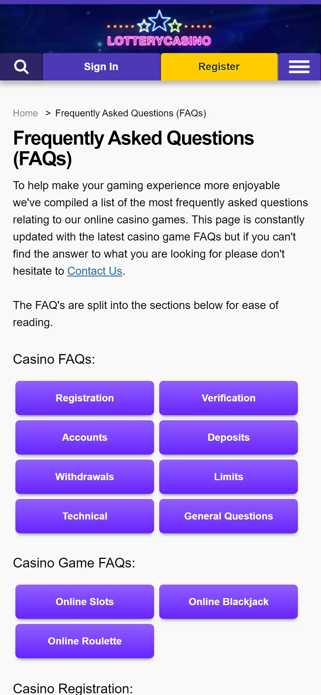 Lottery Casino Mobile Support Review