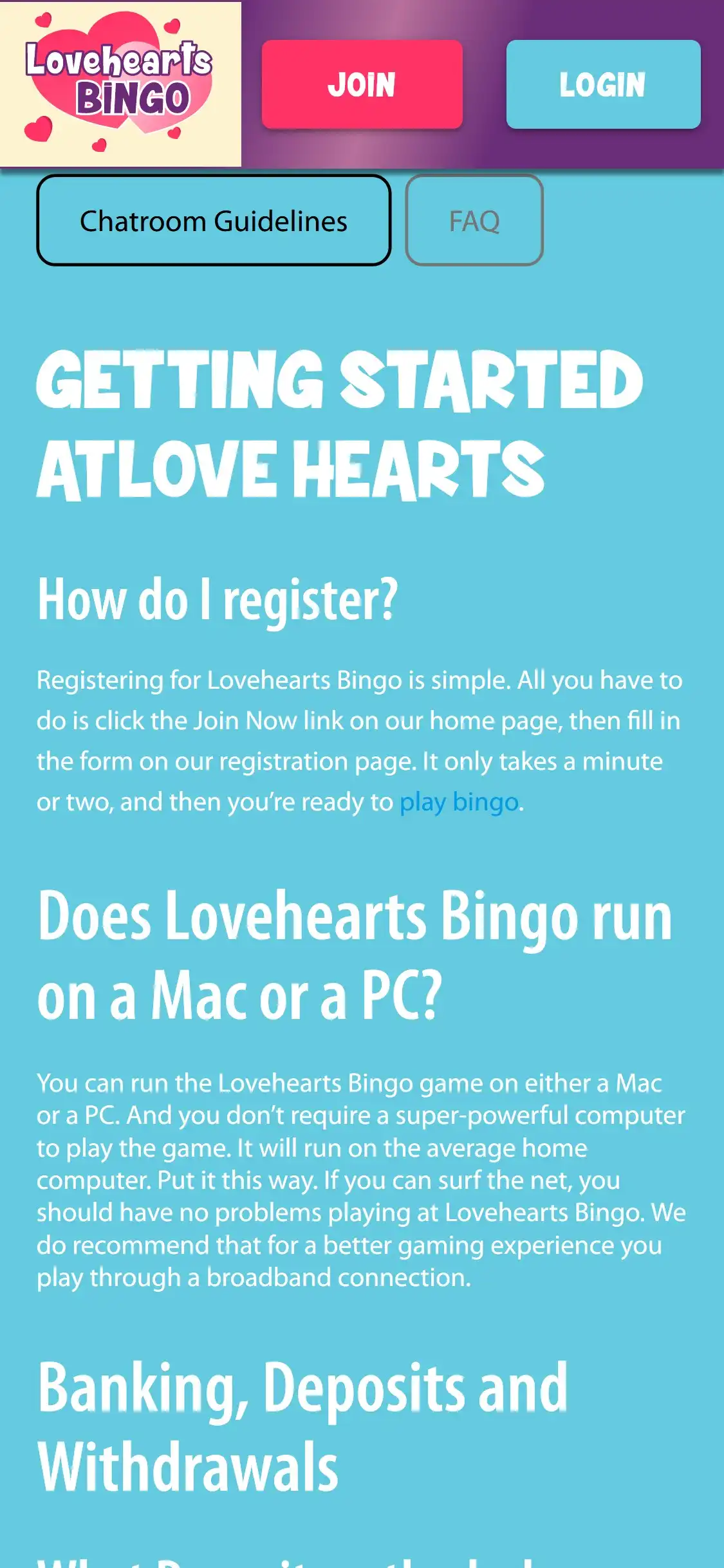 Love Hearts Bingo Casino Mobile Support Review