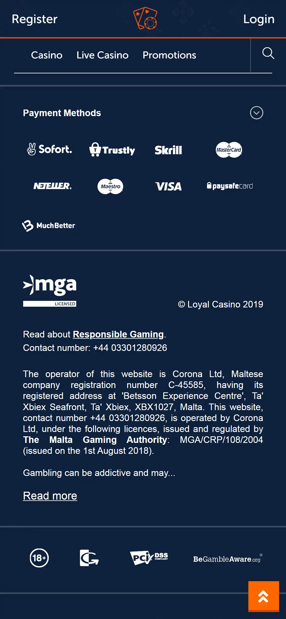 Loyal Casino Mobile Payment Methods Review