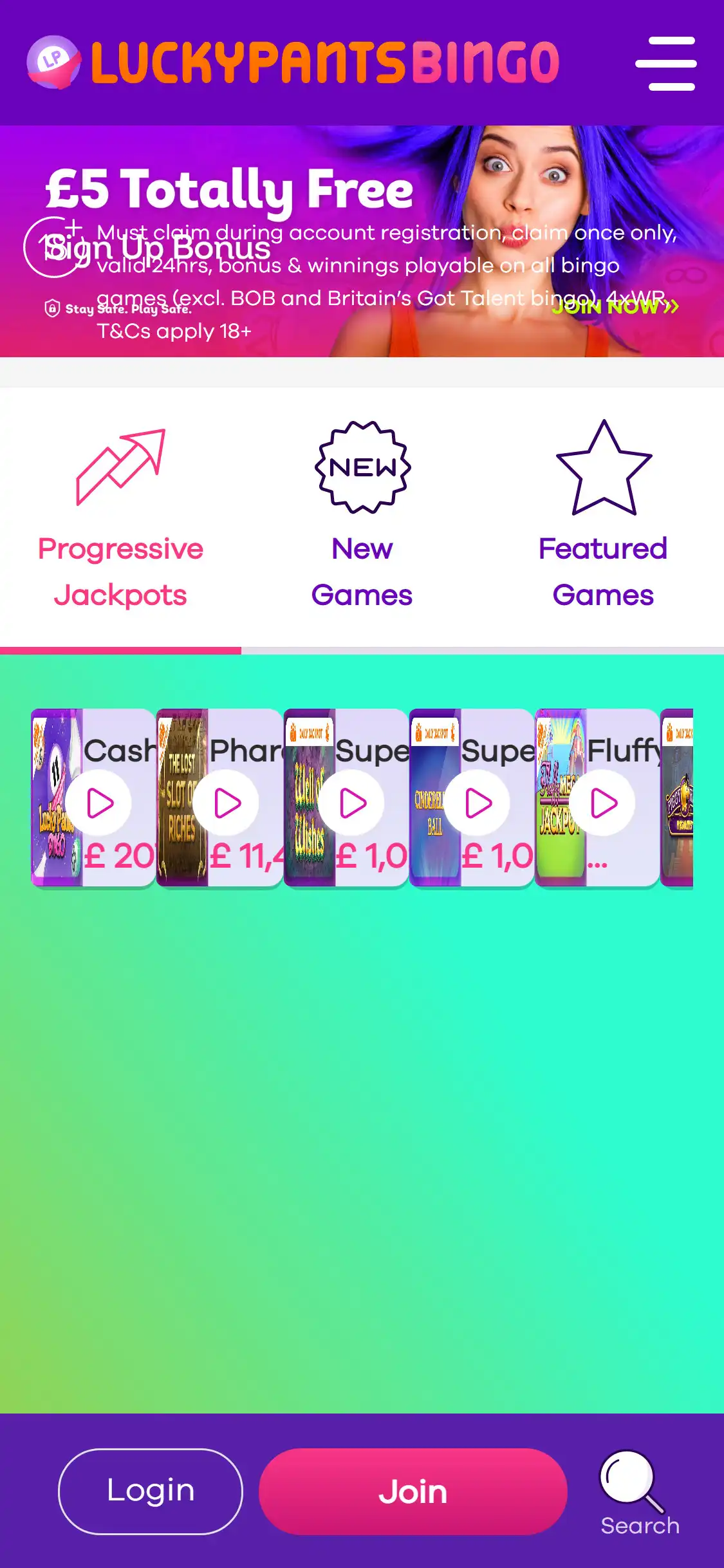 LuckyPantsBingo Casino Mobile Review