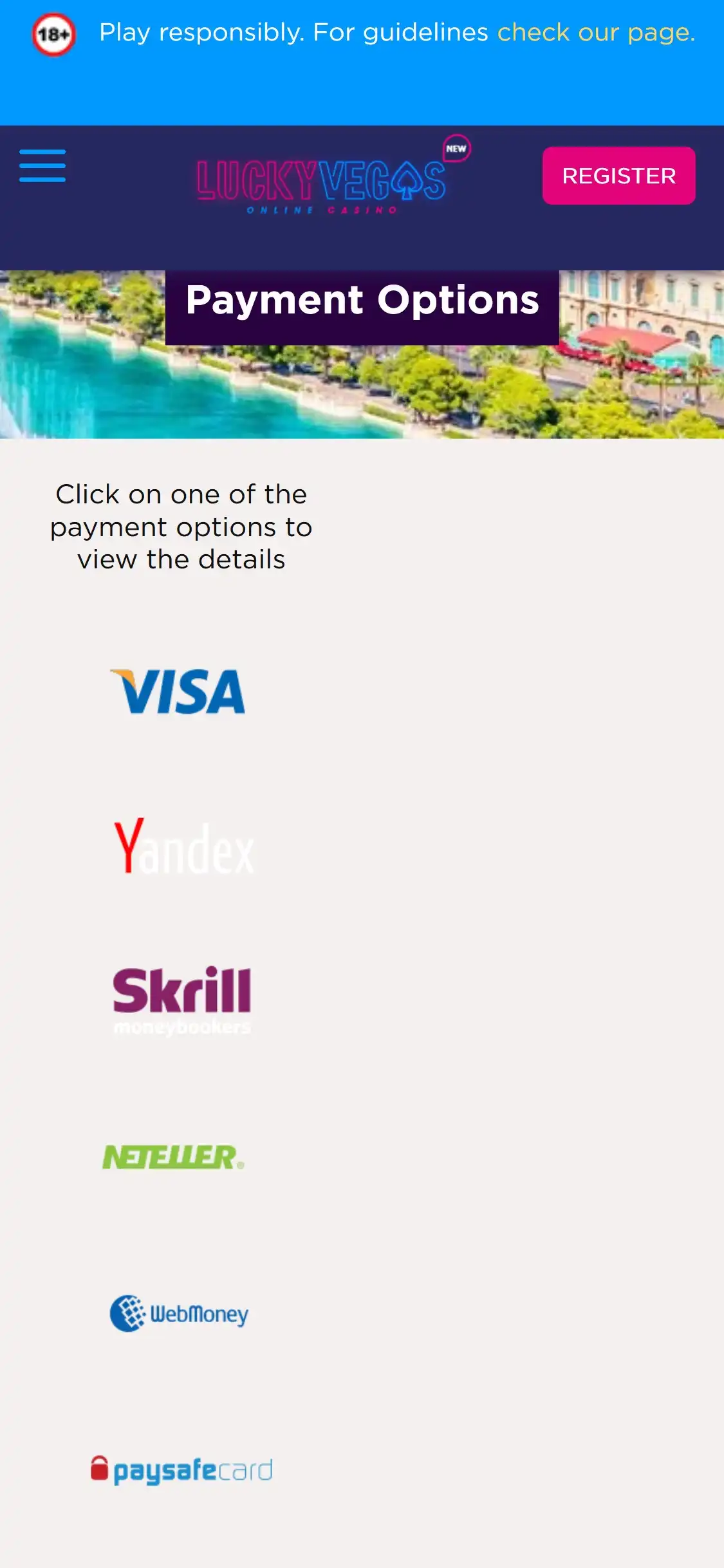 Lucky Vegas Mobile Payment Methods Review