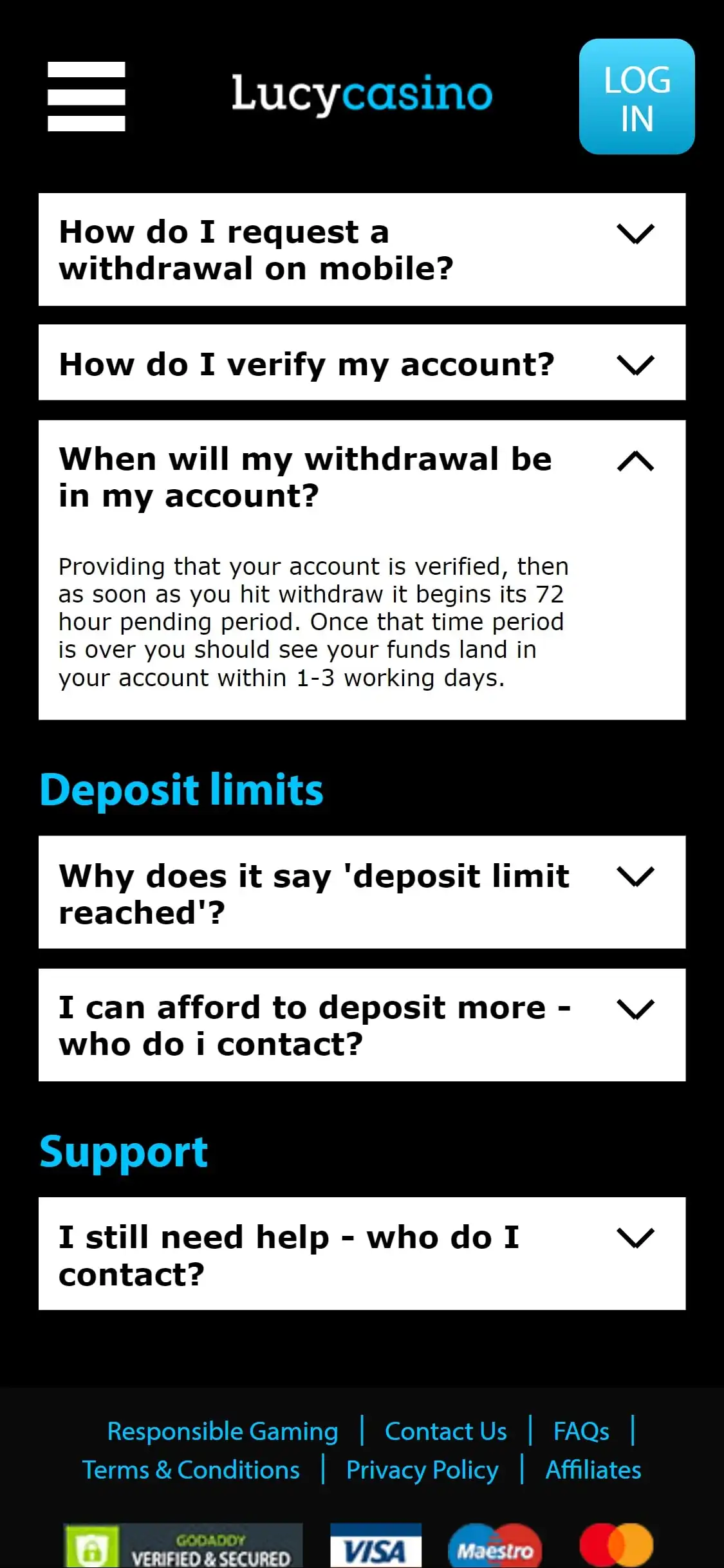 Lucy Casino Mobile Payment Methods Review