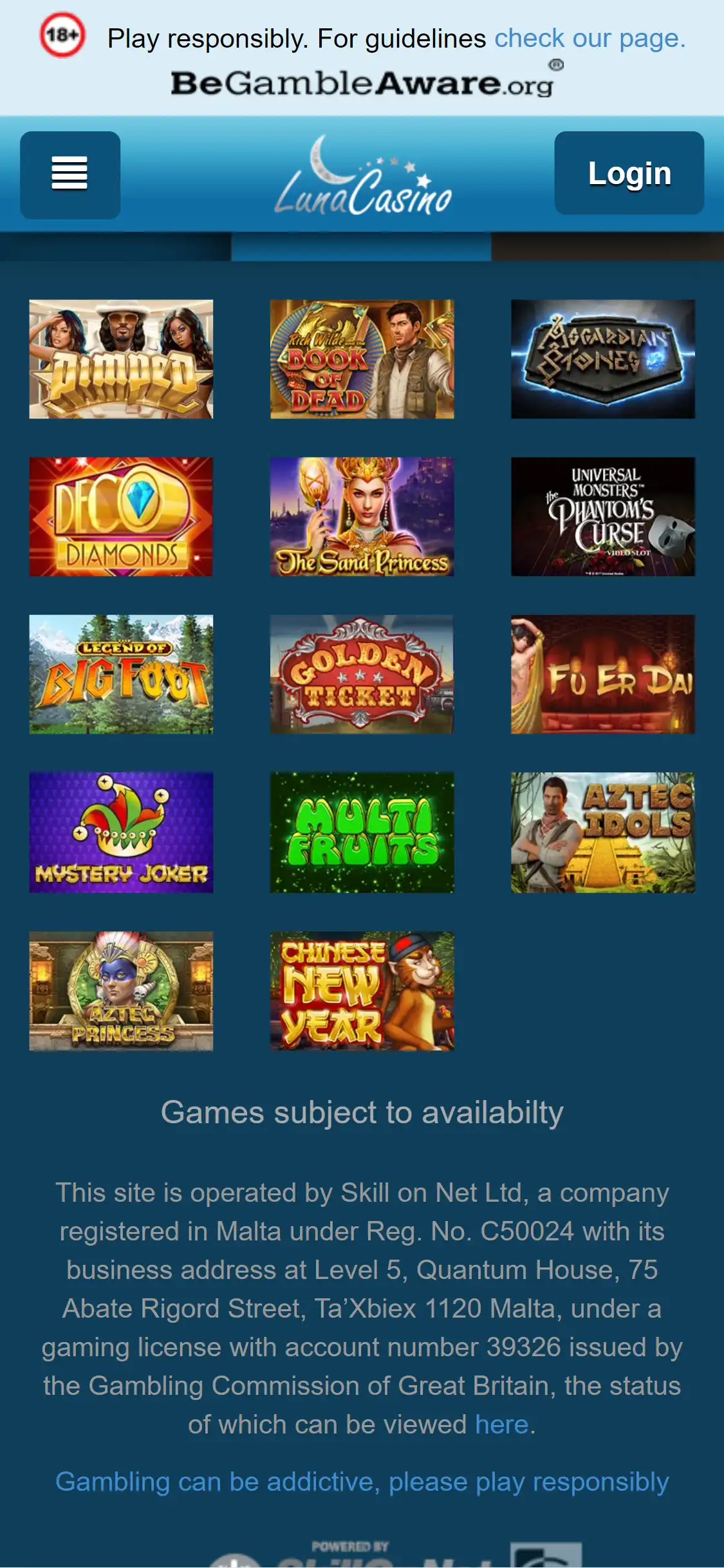 Luna Casino Mobile Games Review